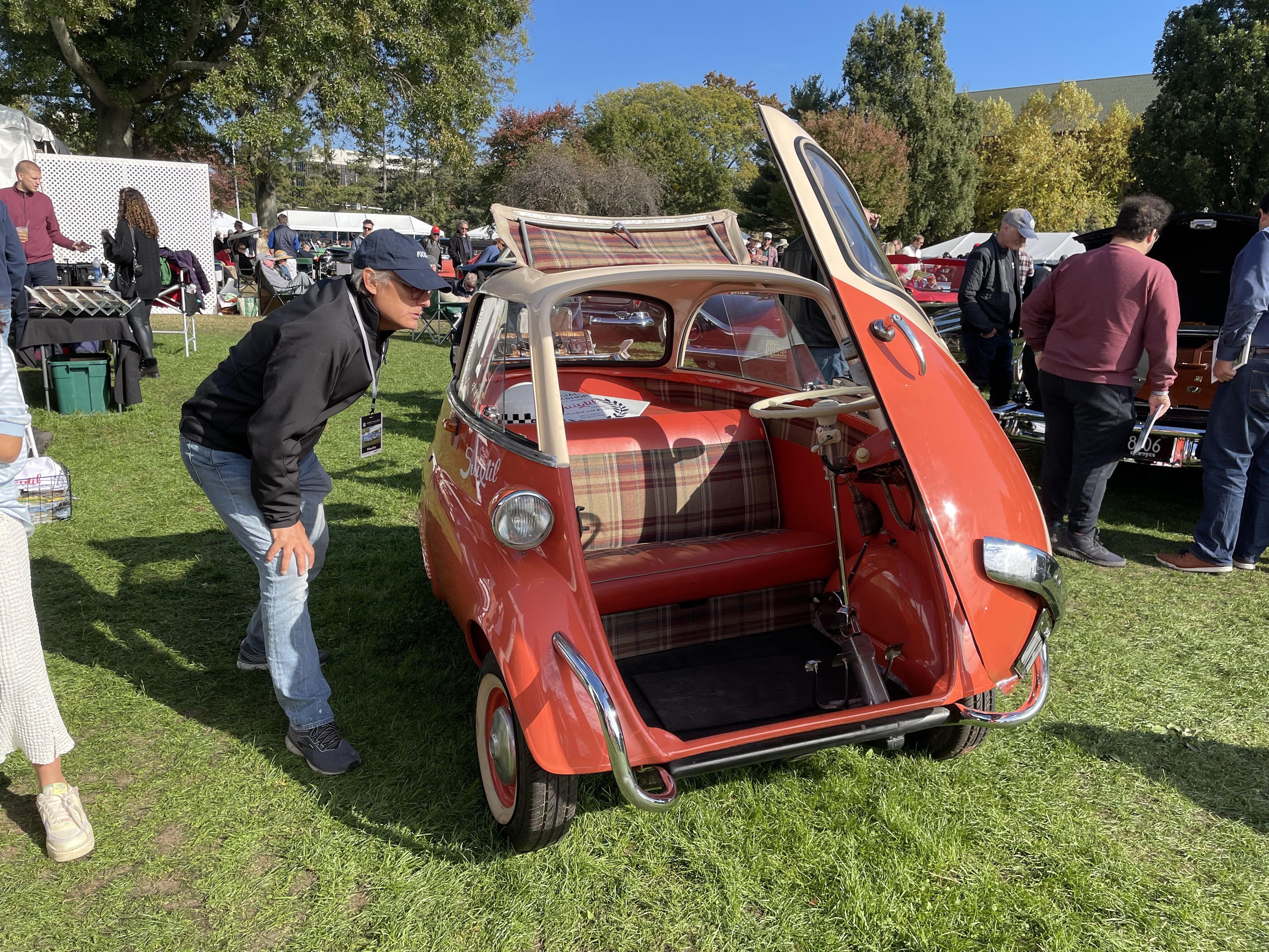 On display at the Greenwich Concours D'Elegance: A 1950s BMW Isetta, which became known as a "bubble car."