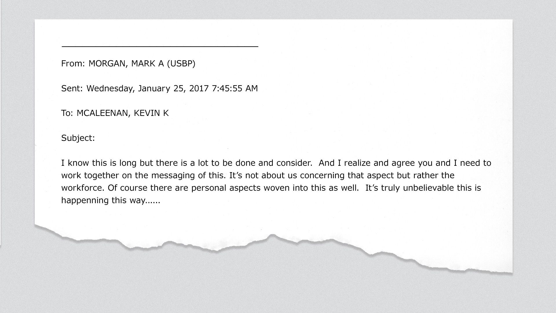 Letter from Mark Morgan to Kevin McAleenan