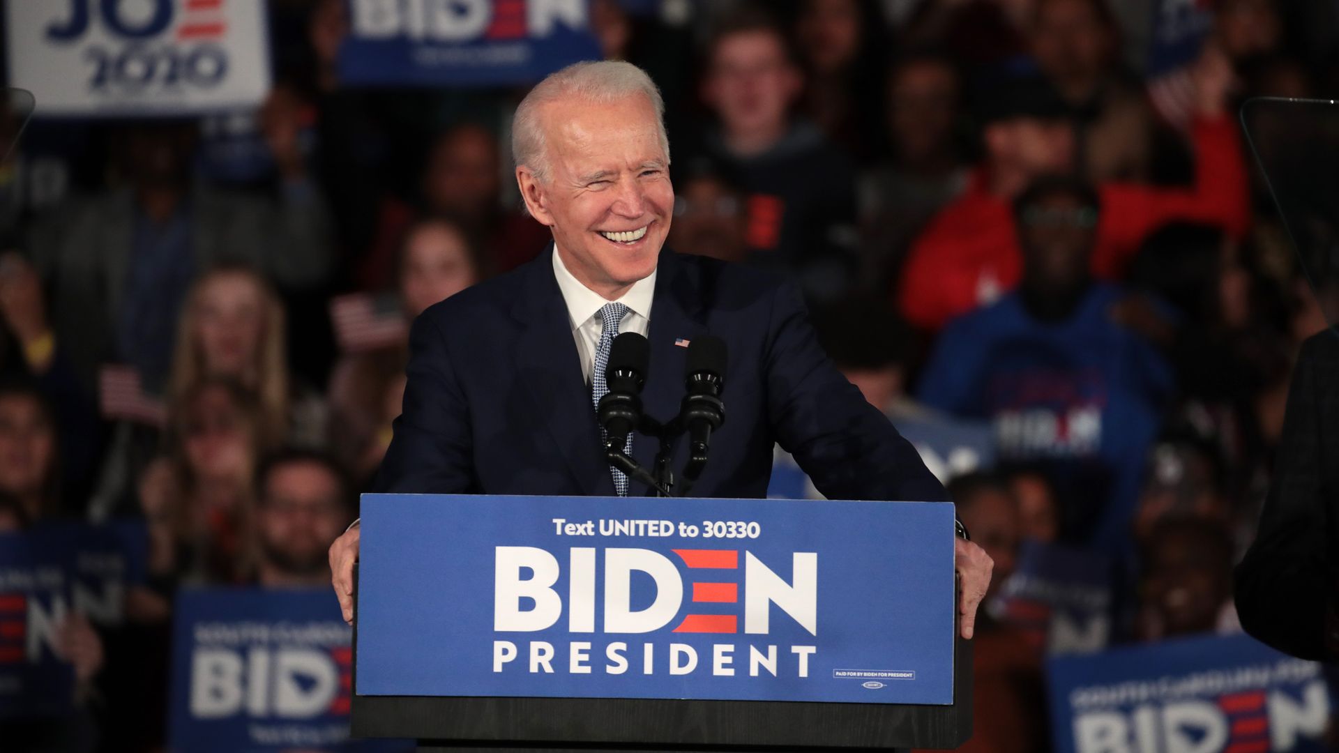 Biden at a podium.