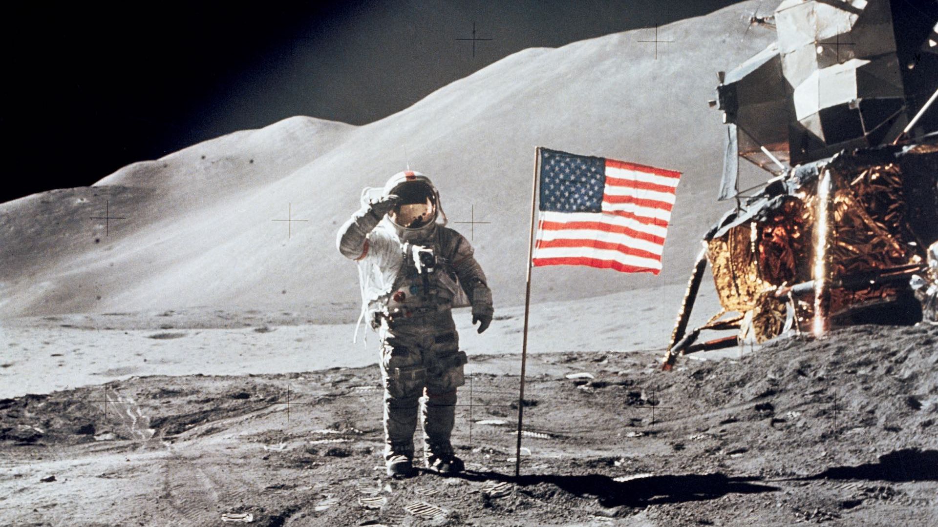 An astronaut on the moon.