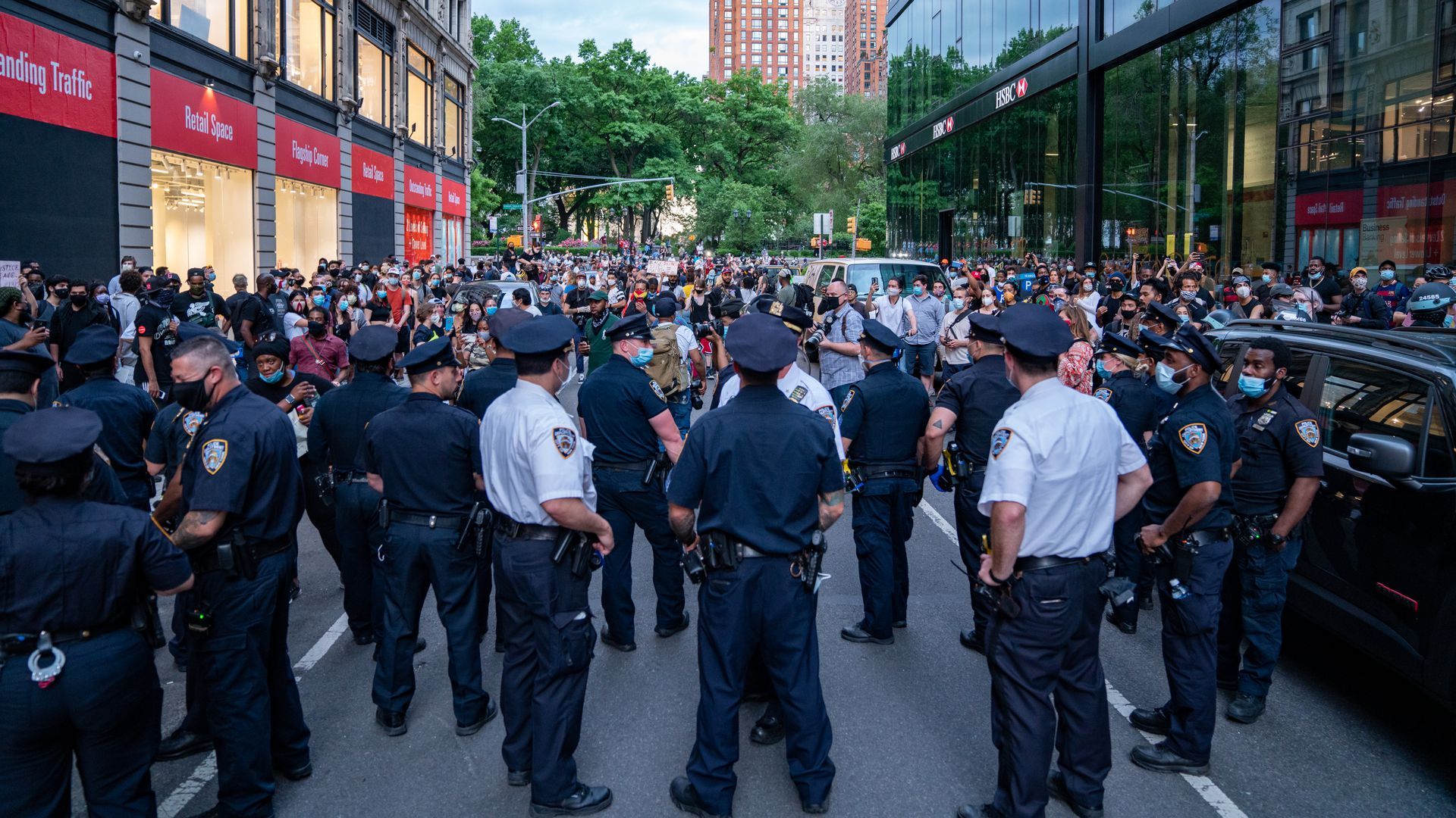 Police and protesters face off in New York City 