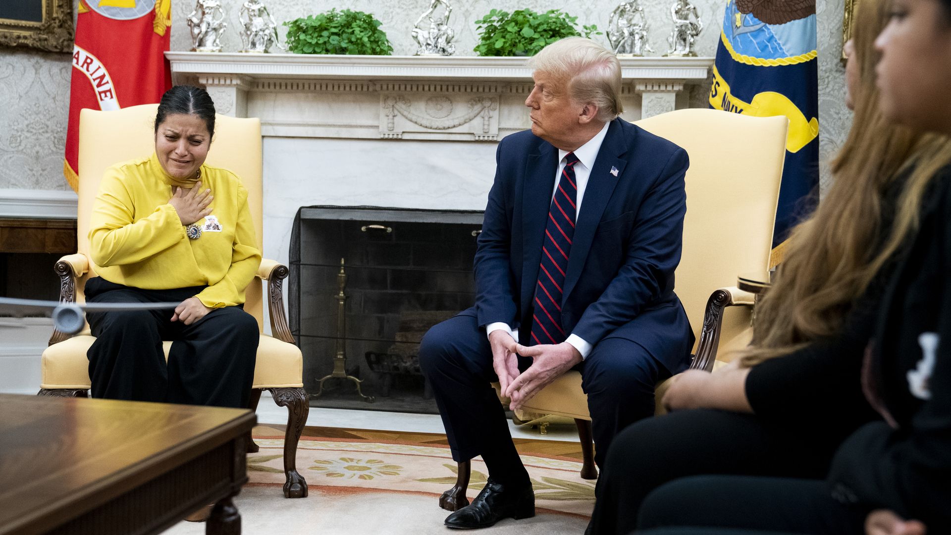 President Trump with the family of Fort Hood soldier Vanessa Guillen on July 30.