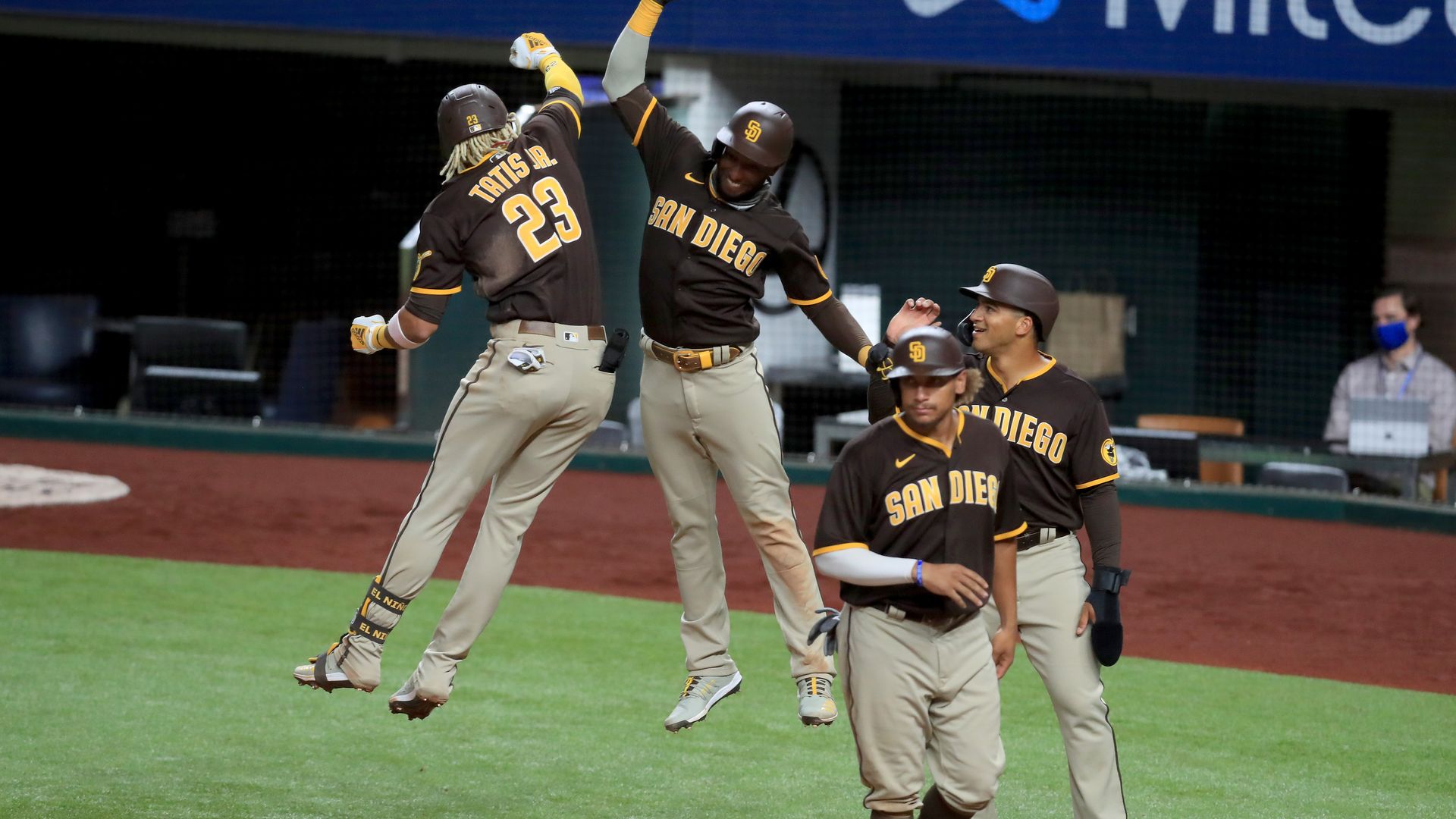 Padres teammates celebrate