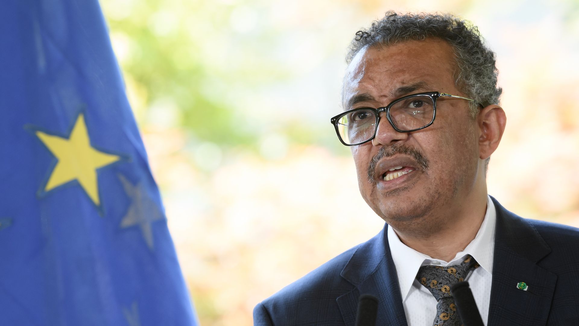 WHO Director-General Tedros Adhanom Ghebreyesus speaks during a press conference