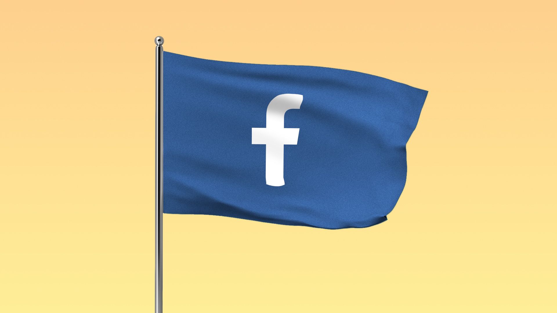 Illustration of a flag with the Facebook "F" on it. 