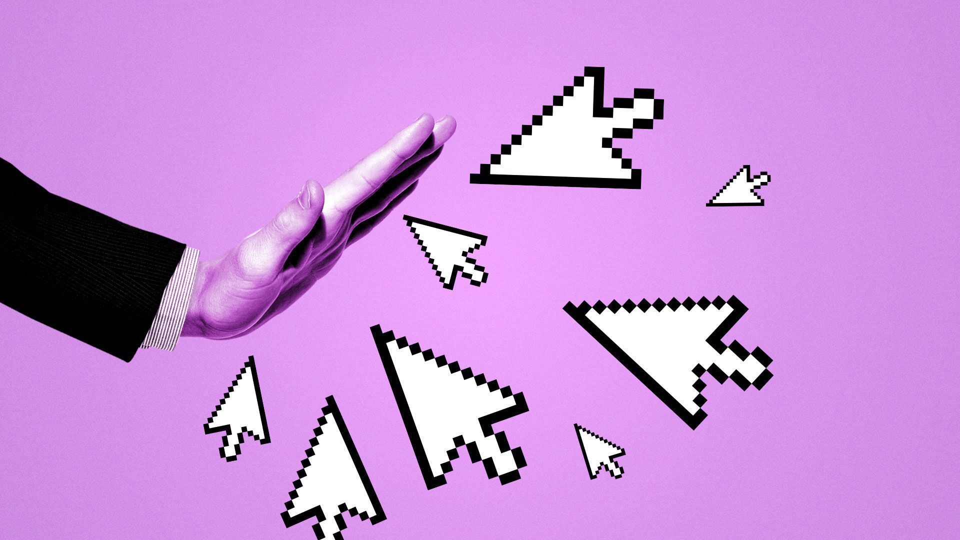 Illustration of hand stopping arrow cursors