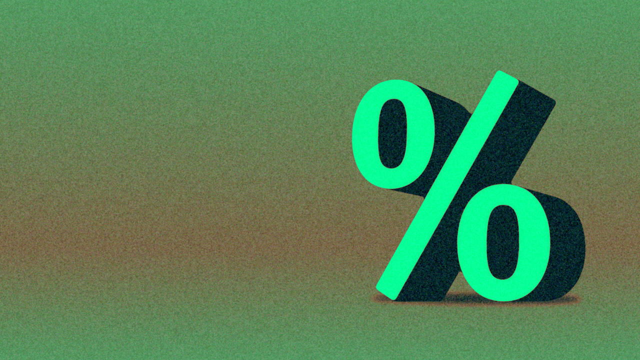 Animated illustration of a percent sign that changes into an exclamation point.