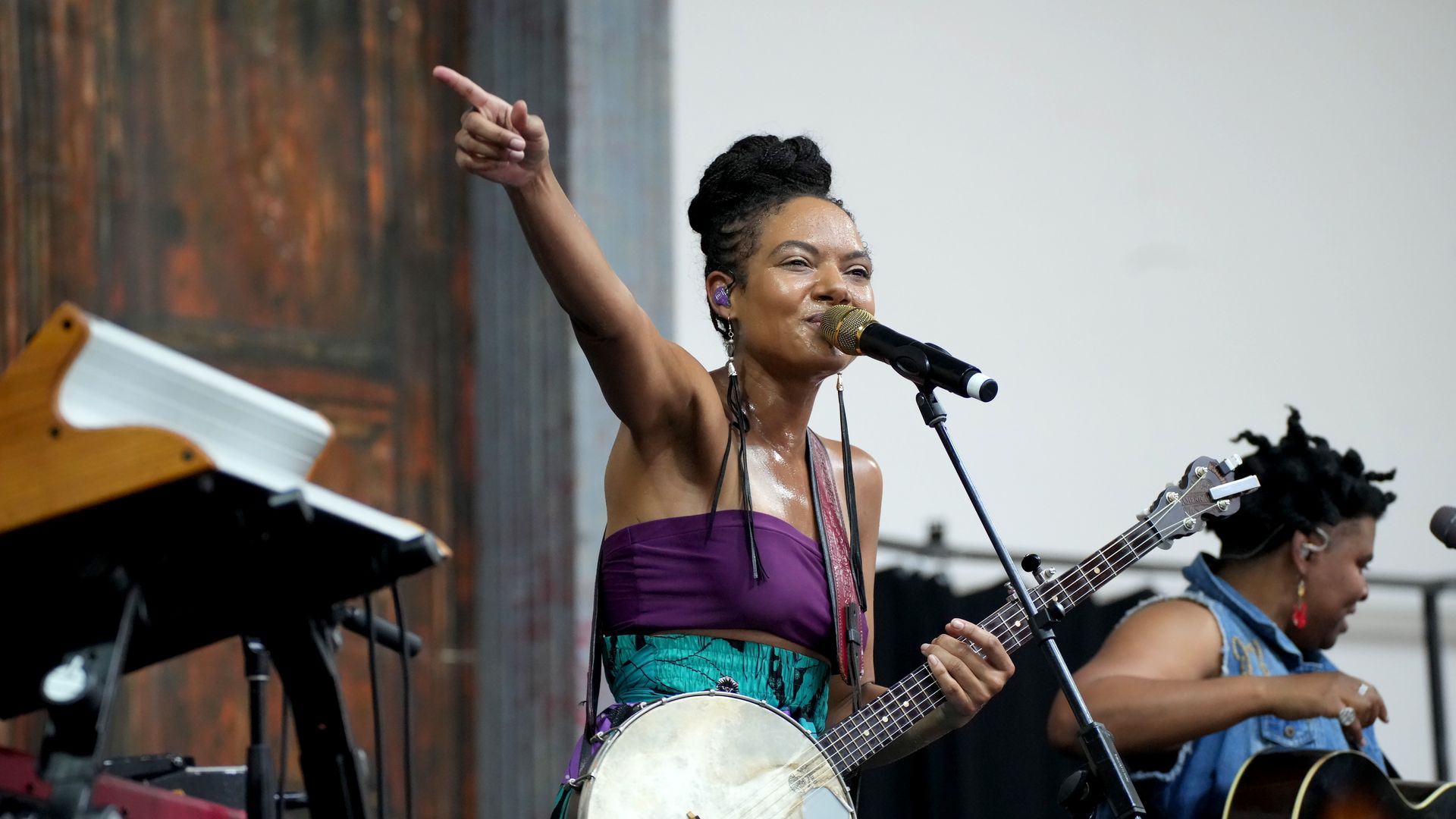 Allison Russell performs onstage during the 2024 New Orleans Jazz & Heritage Festival at Fair Grounds Race Course on May 03, 2024 in New Orleans.