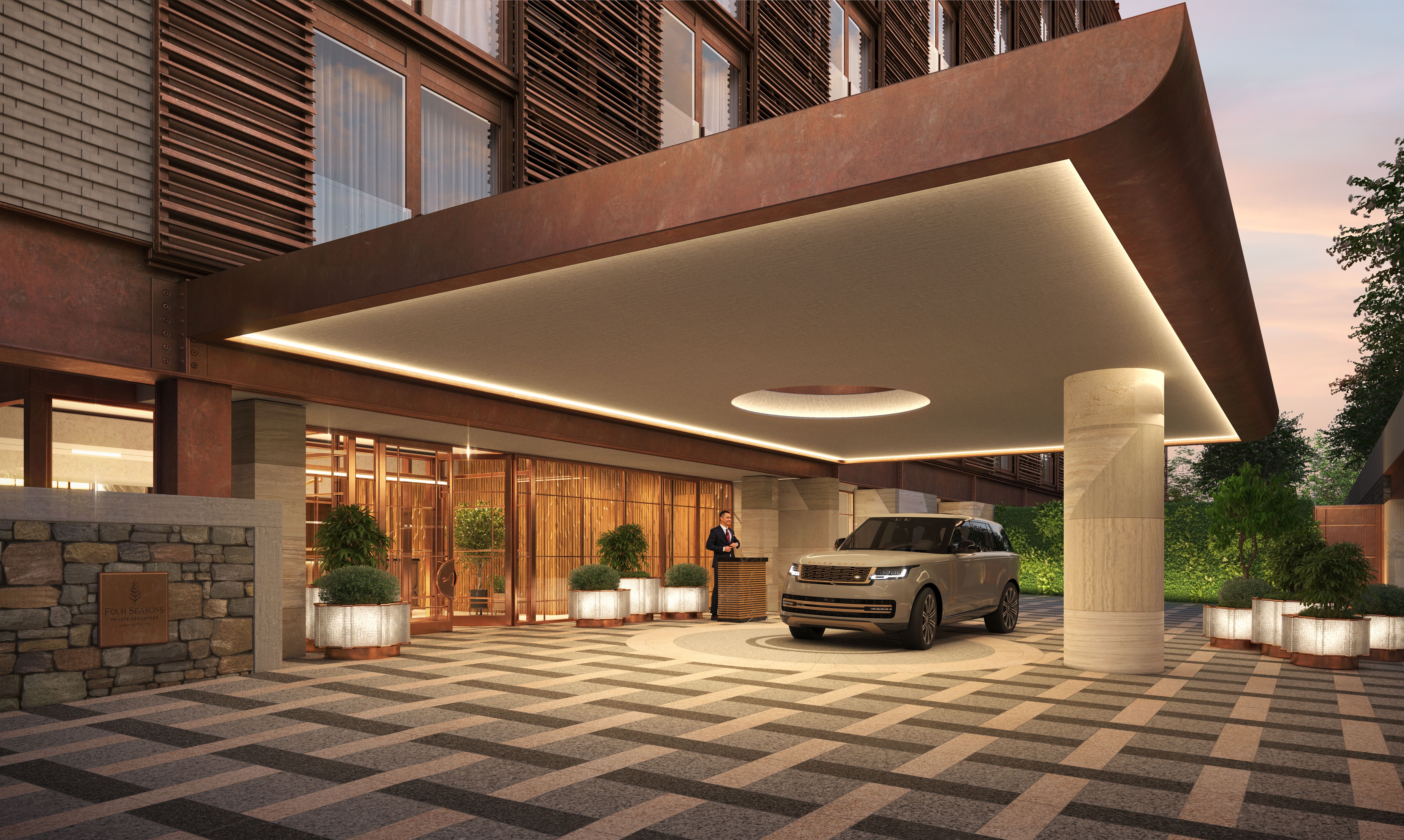 An architectural rendering showing a car port.