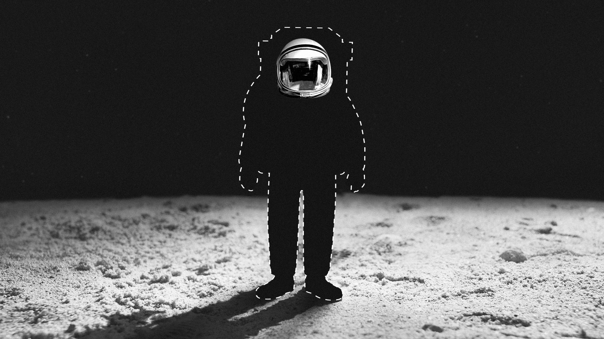 Illustration of an astronaut without a suit on the moon 