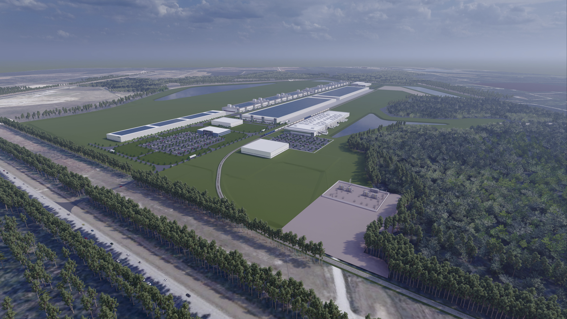 A rendering of Redwood Materials' new South Carolina site.