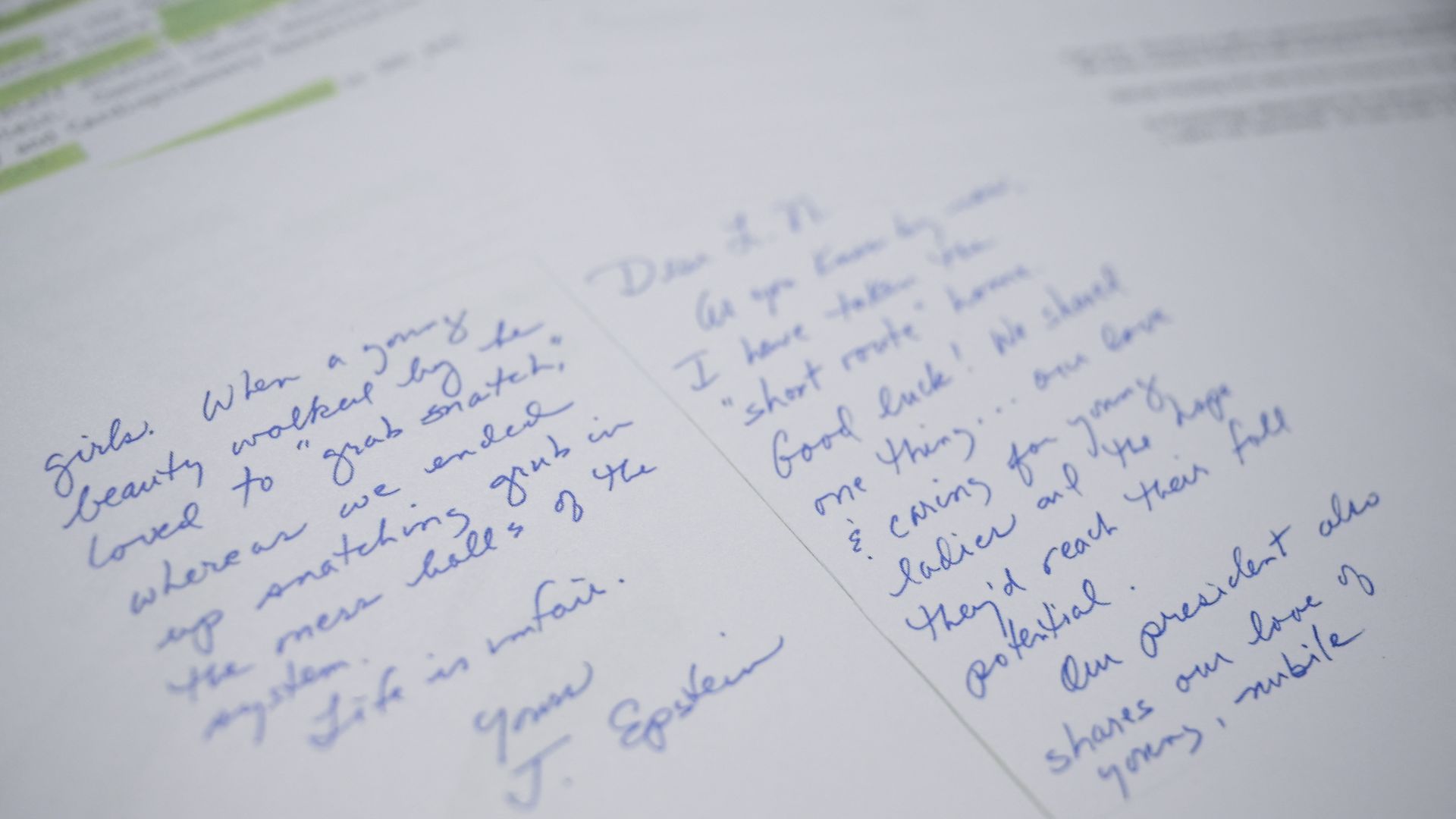 Photo of a letter written to Larry Nassar 