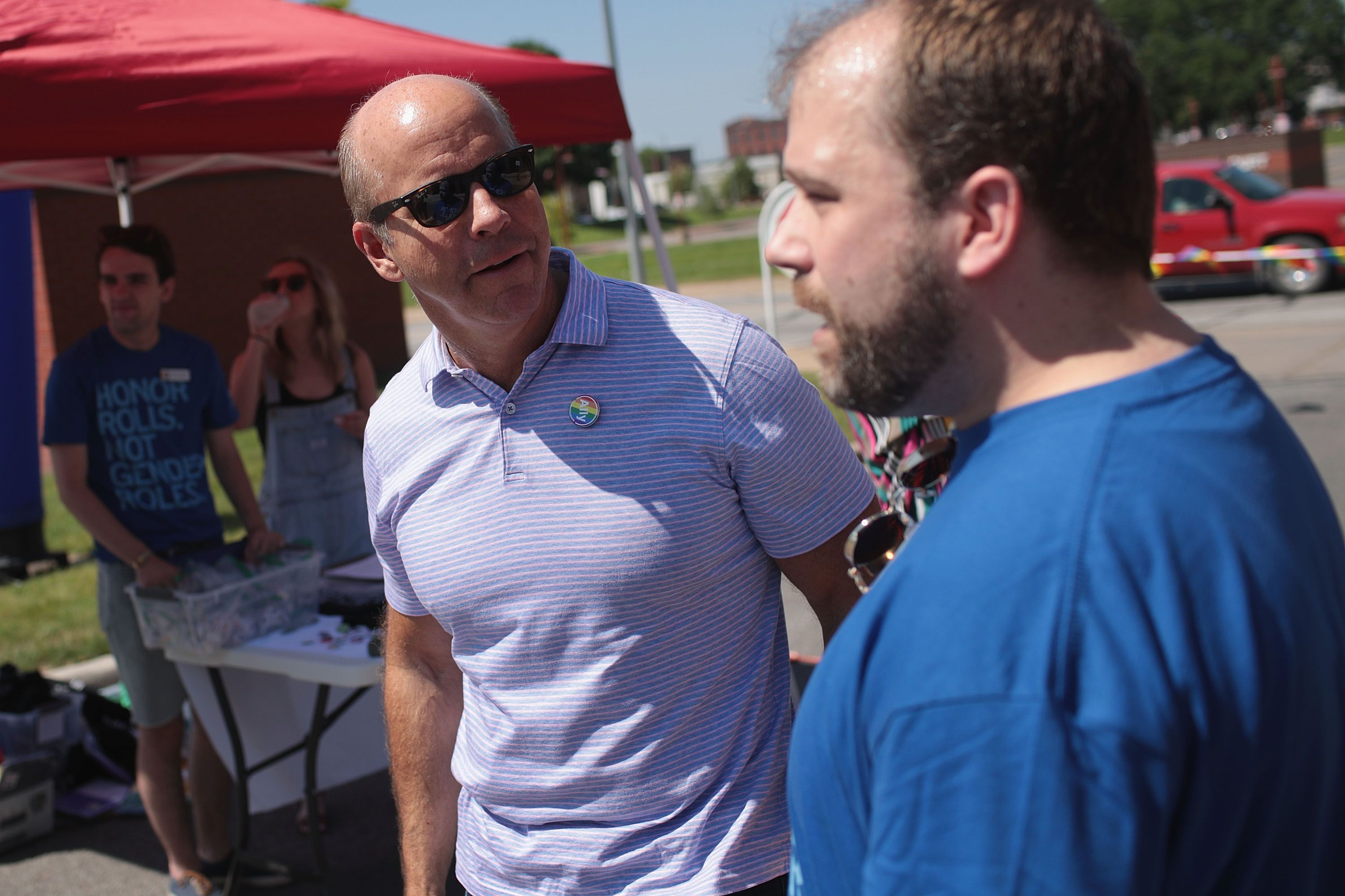 Democratic presidential candidate and former Maryland congressman John Delaney greets people while campaigning at the Capital City Pride Fest on June 08, 2019 in Des Moines, Iowa. 