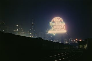 The giant Pabst Blue Ribbon sign that once towered over downtown