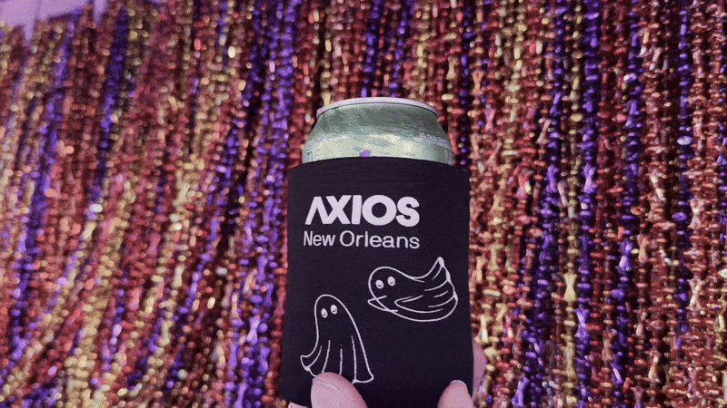 Image shows two cans with Axios koozies 