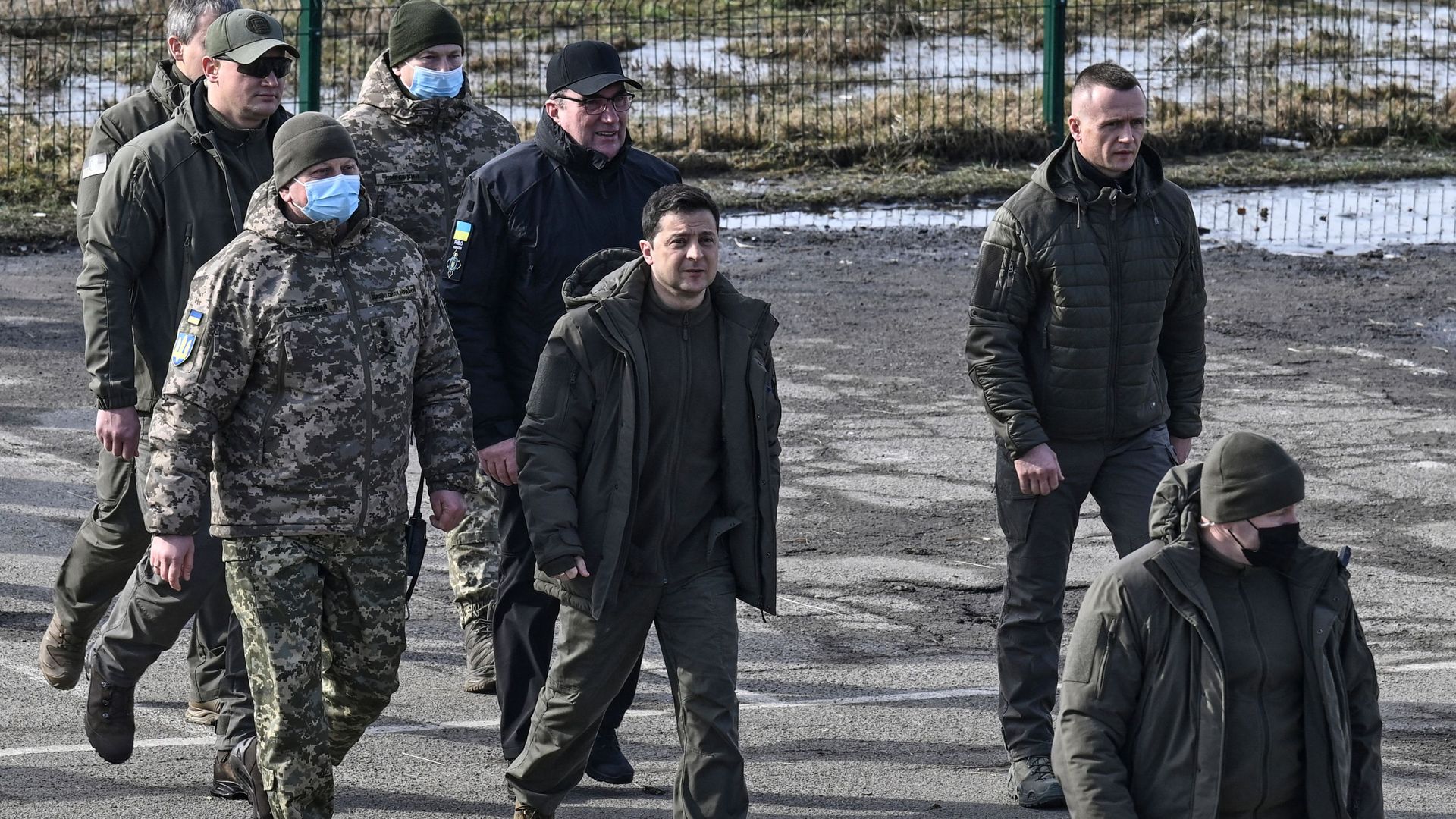 Ukraine's president in military gear