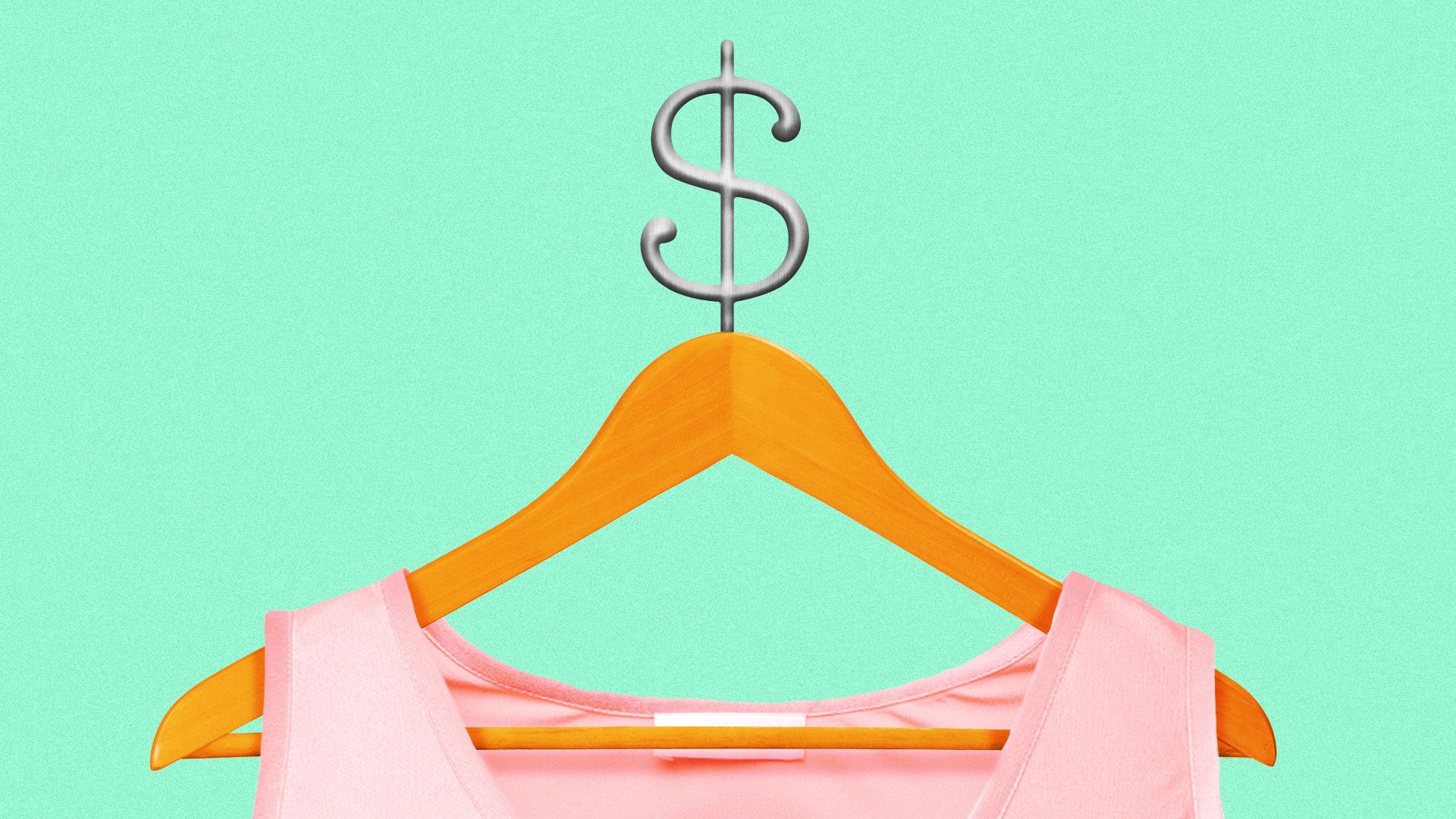 Illustration of a dress on a hanger with a dollar sign on top