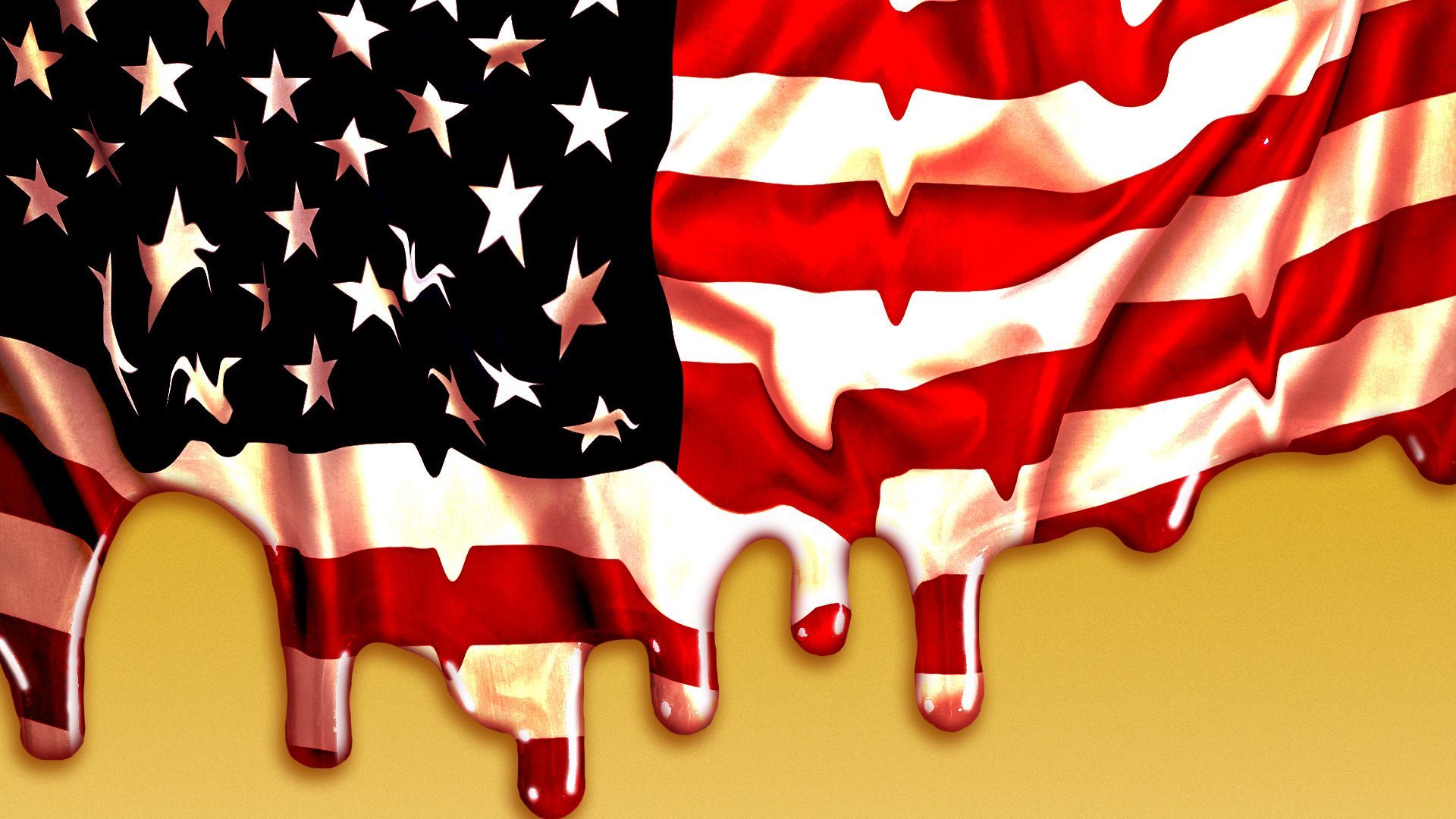 Illustration of a melting American flag