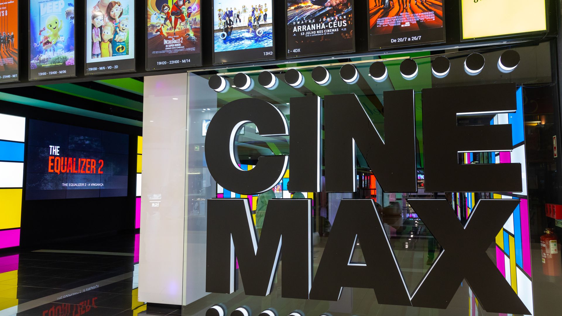 Cinemax theater with movie posters from 2018 summer. 
