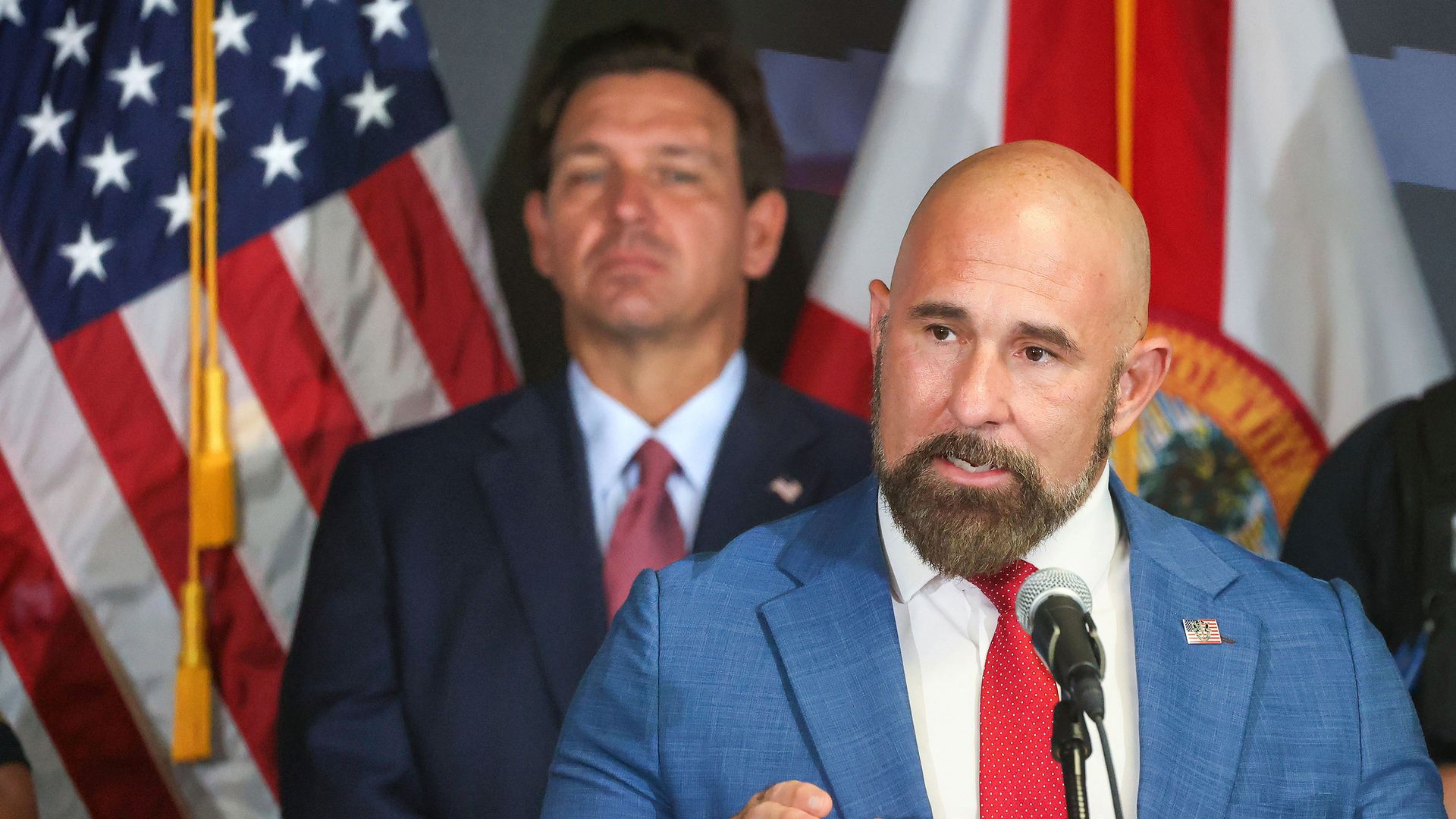 Florida Lt. Gov. Jay Collins delivers remarks on Sept. 2 in Orlando, Florida. 