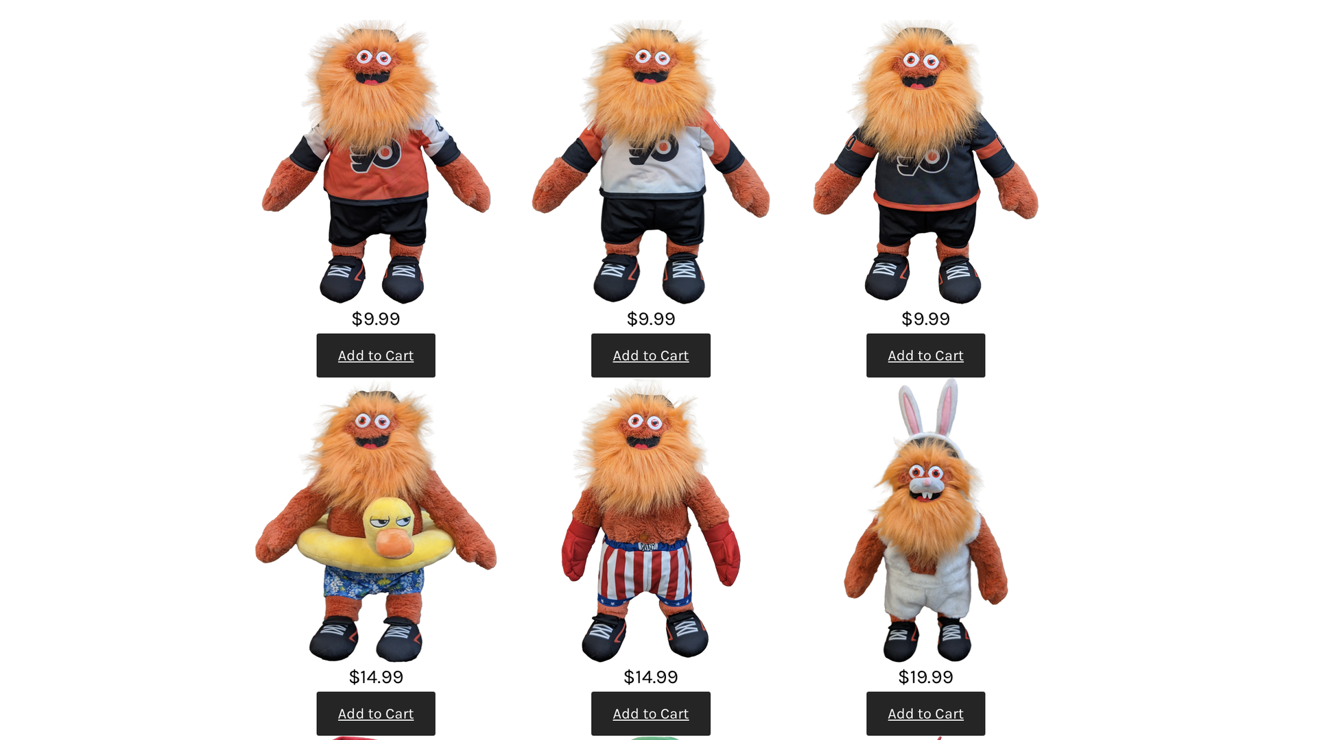 A screenshot of several options to build your own Gritty.
