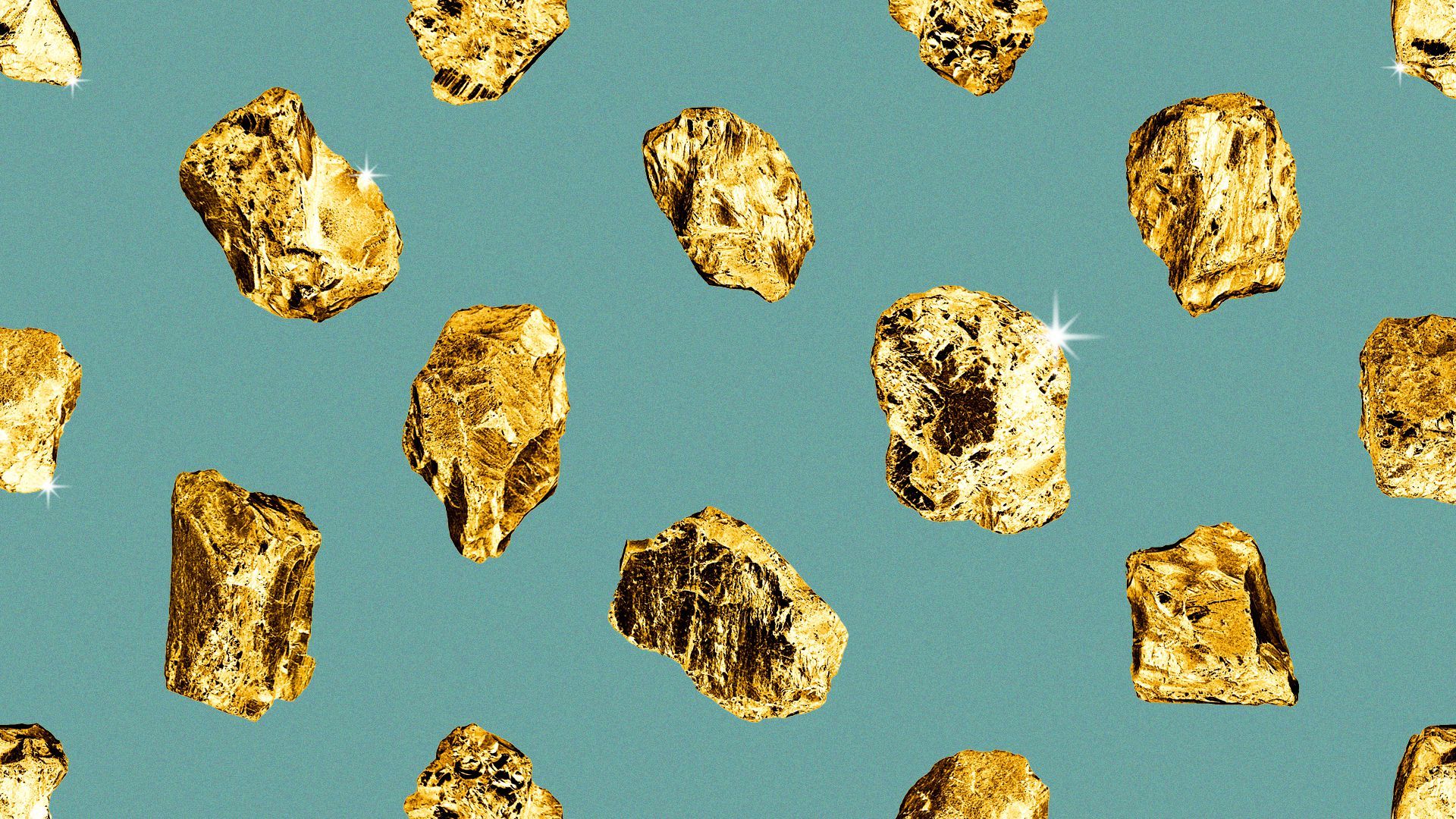 Illustration of a pattern of gold nuggets.
