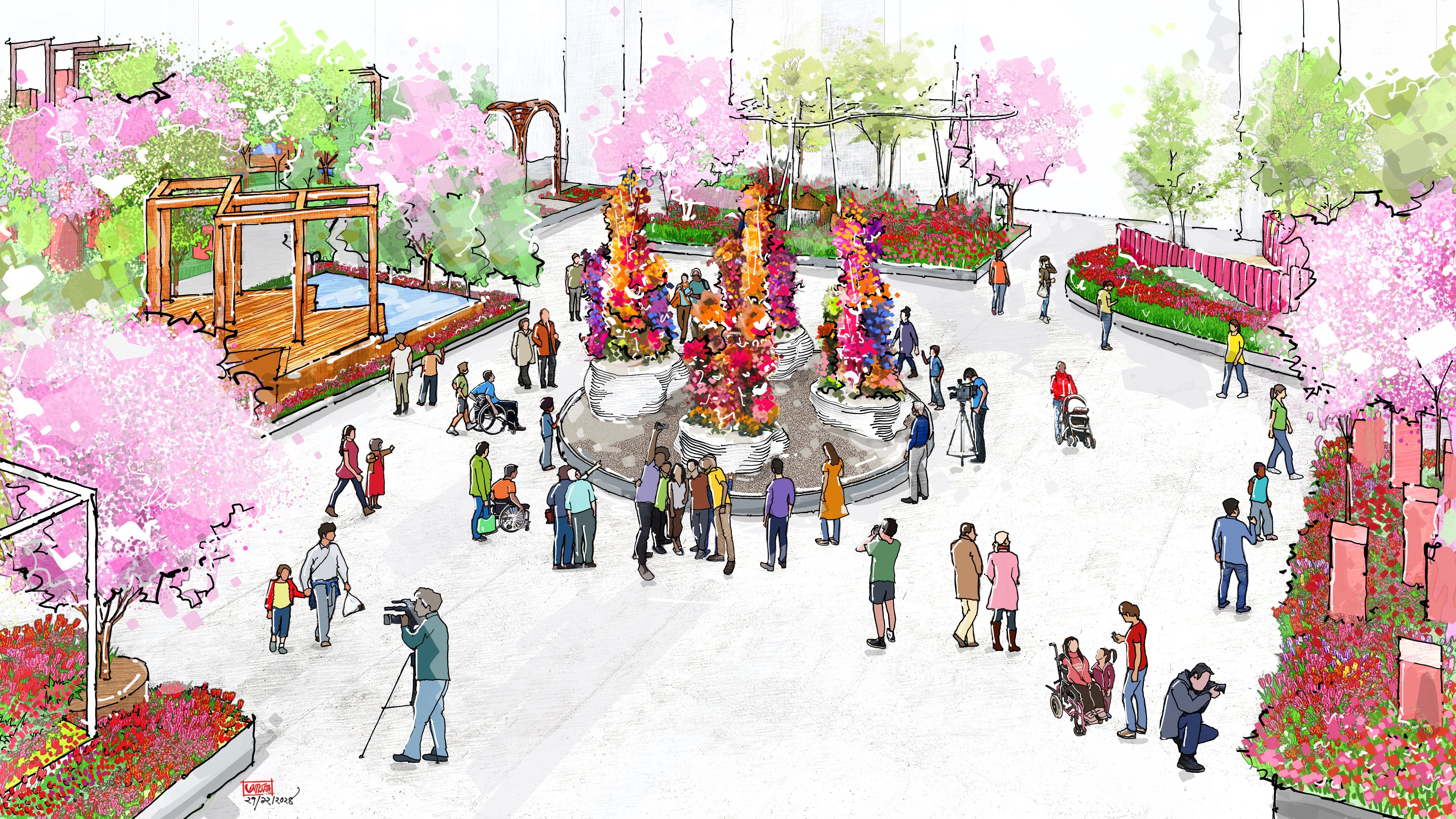 A rendering of the upcoming Philadelphia Flower Show