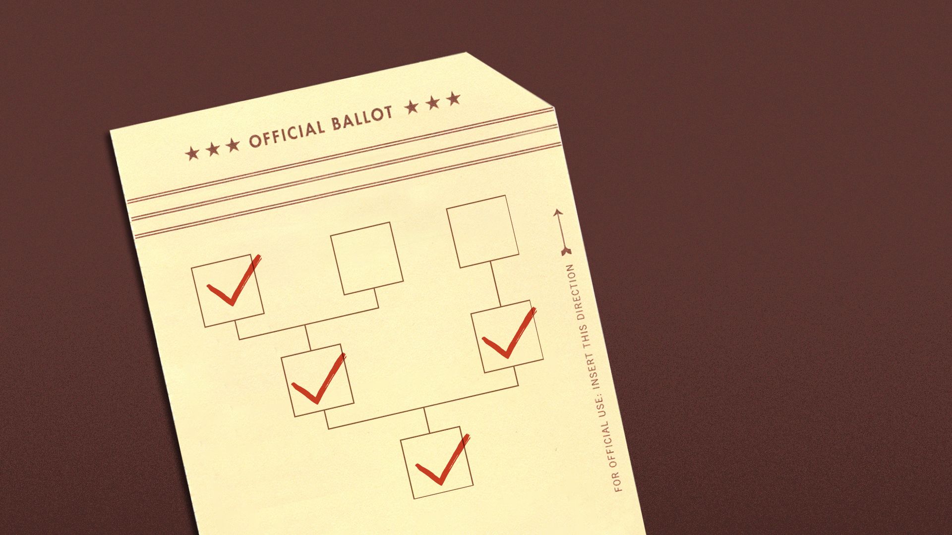 Illustration of a ballot with a family tree on it.