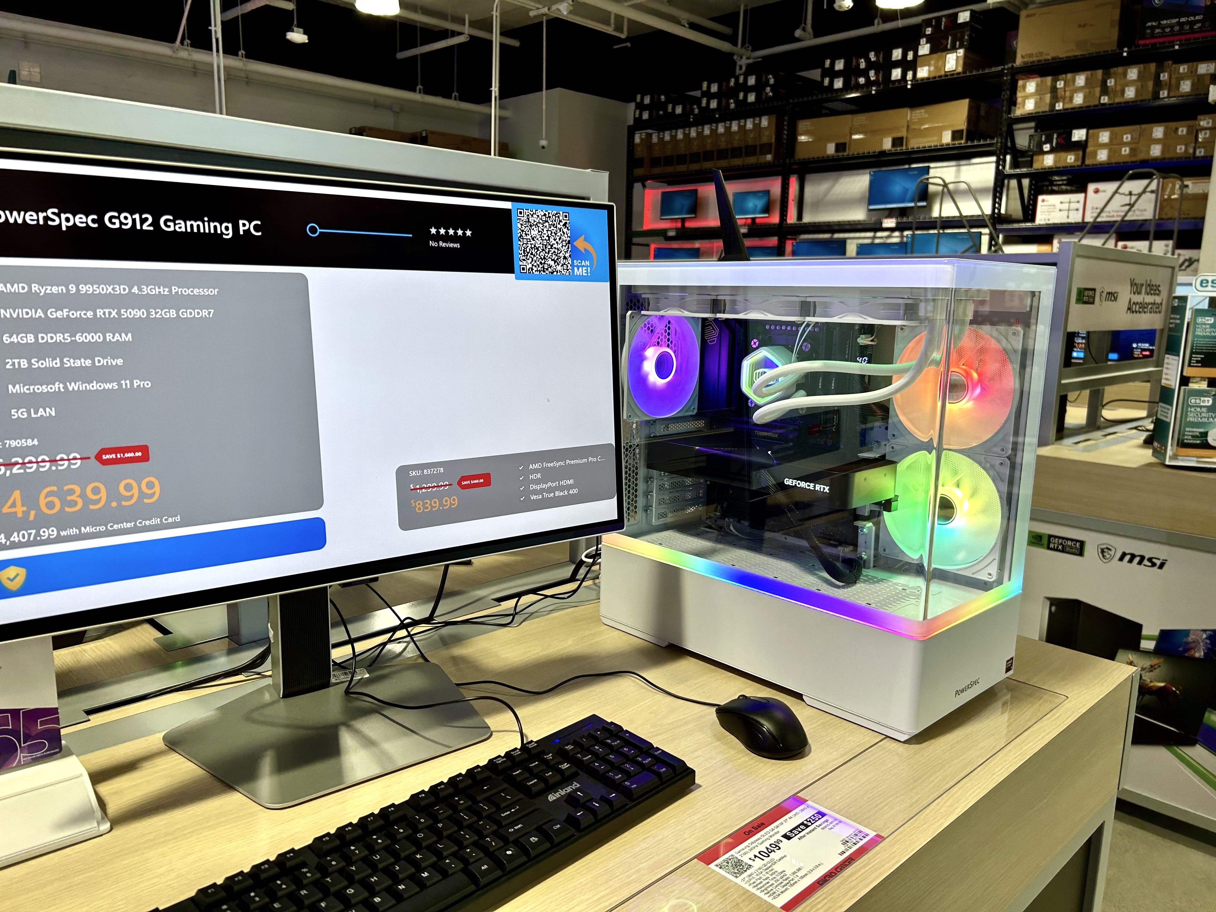 Photo of a gaming PC on display