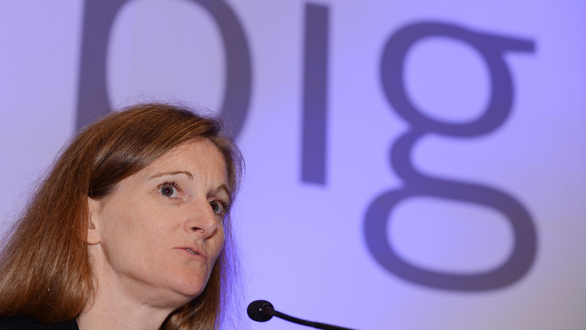 Facebook PR head Rachel Whetstone in 2012 speaking at a podium