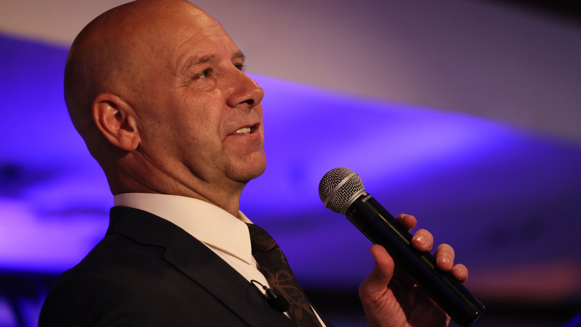 Republican gubernatorial candidate Doug Mastriano during a victory speech in Chambersburg, Pennsylvania, on May 17.