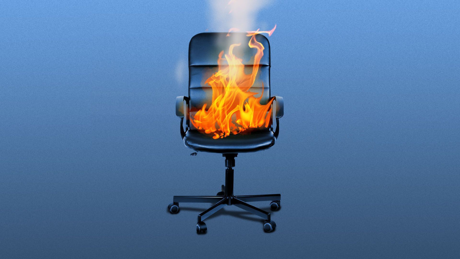 an office chair on fire