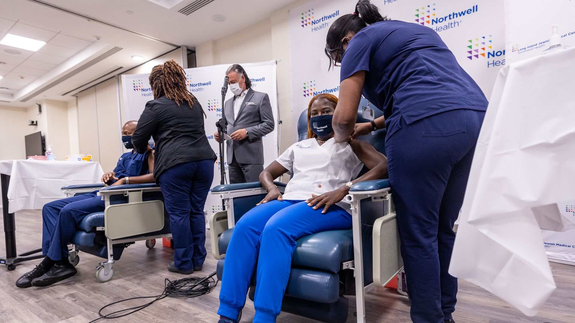 A person in New York getting the booster vaccine 