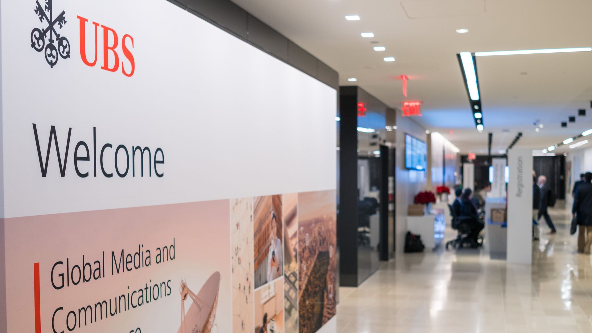 Welcome wall for the UBS Welcome Global Media and Communications