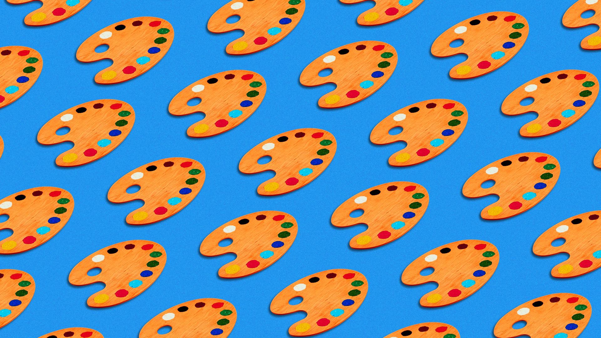 Illustration of a pattern of paint palettes.