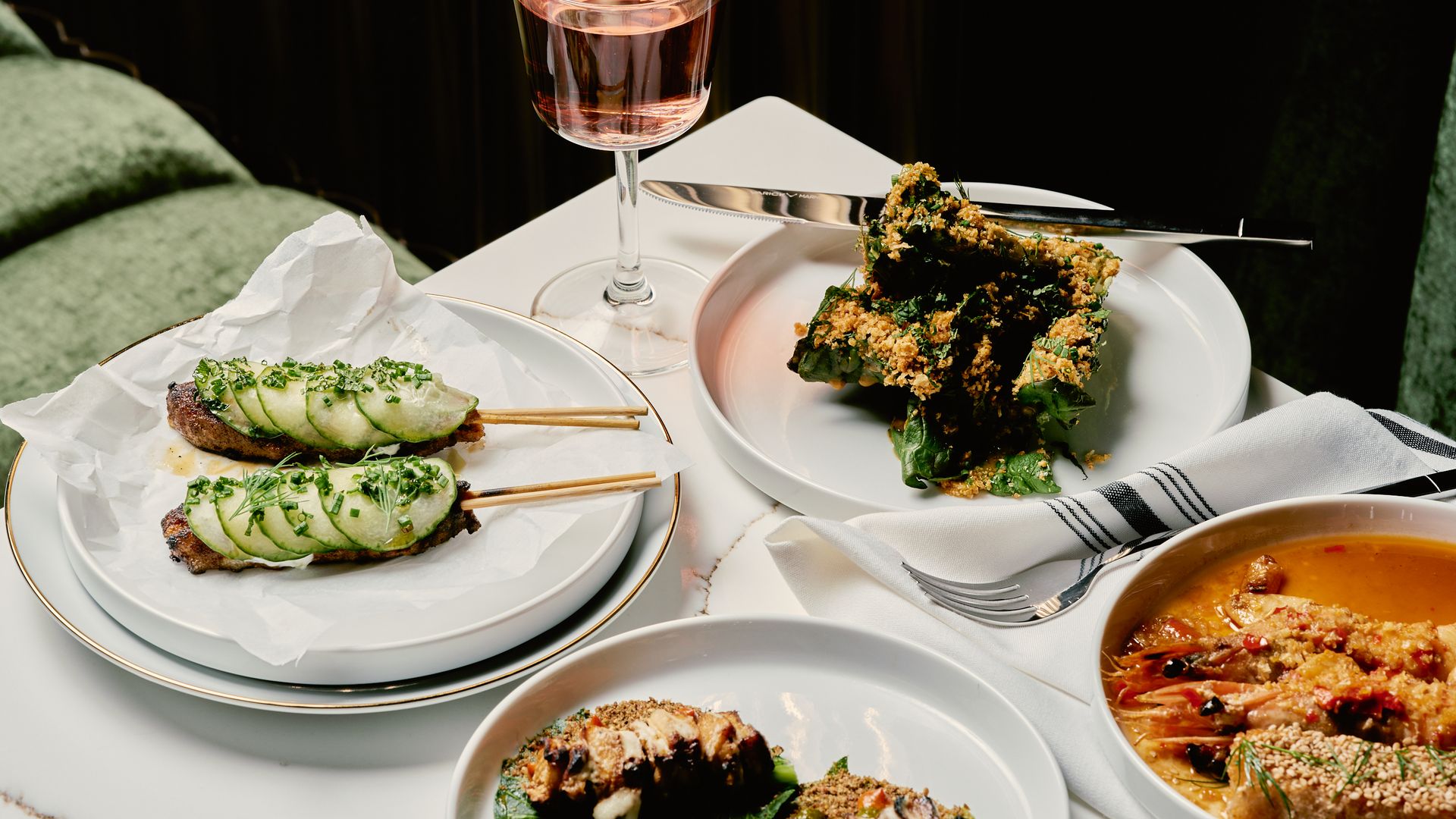 several dishes on a table