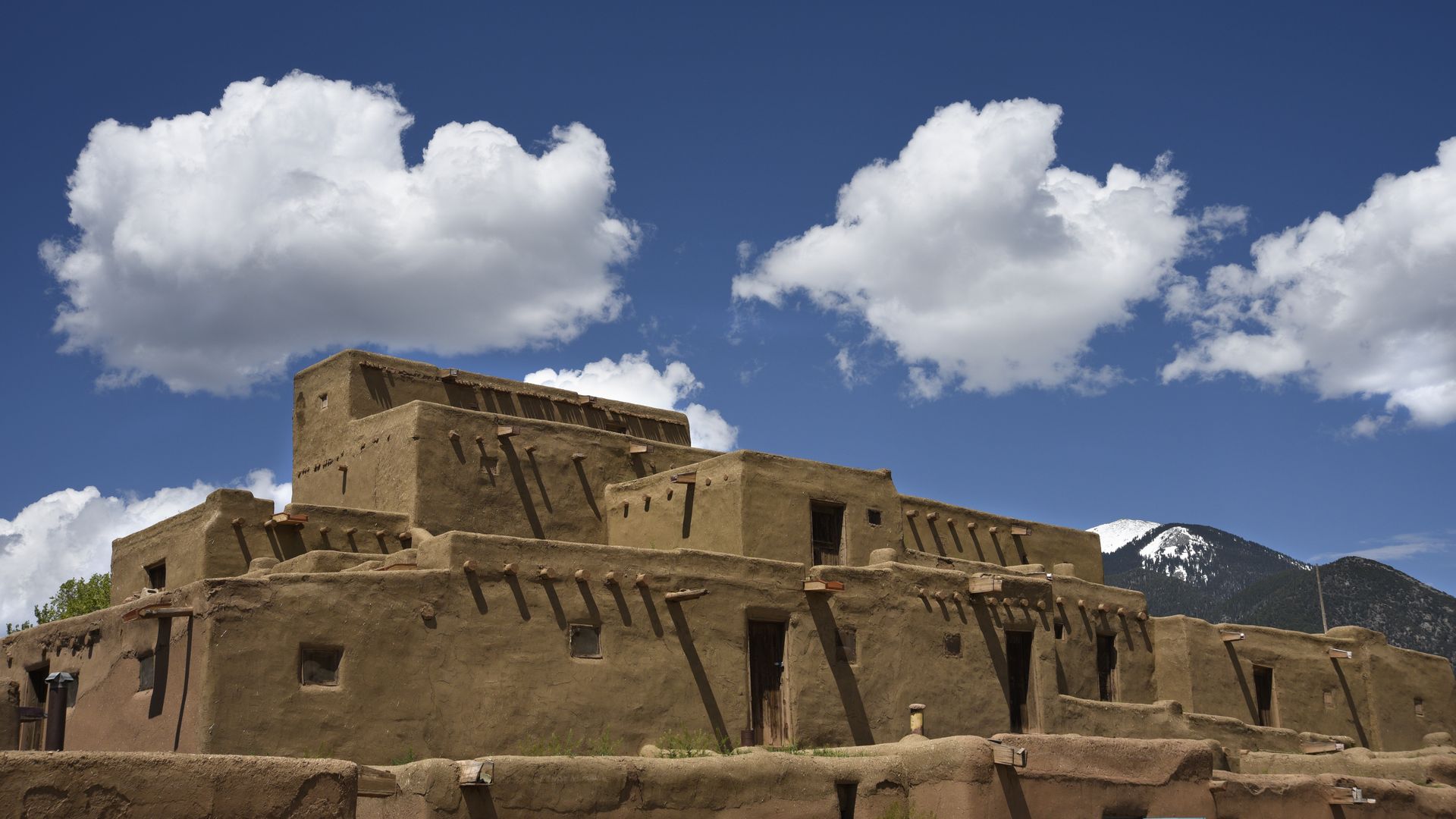The multi-story adobe residential complex at Taos Pueblo in Taos, New Mexico.