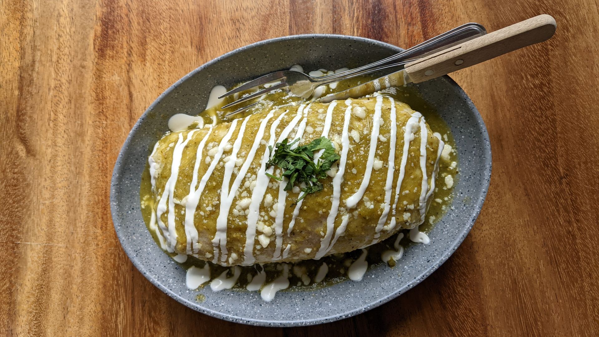 Burrito mojado with carnitas from El Purepecha