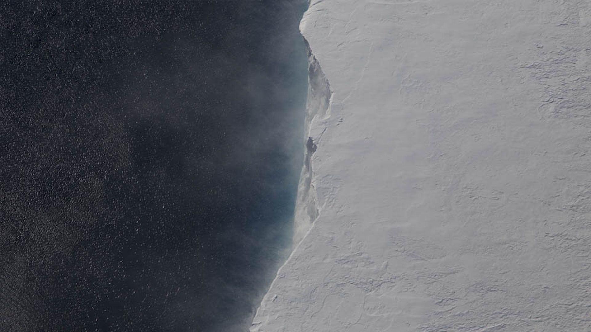 Pine Island Glacier calving front seen in 2016. 