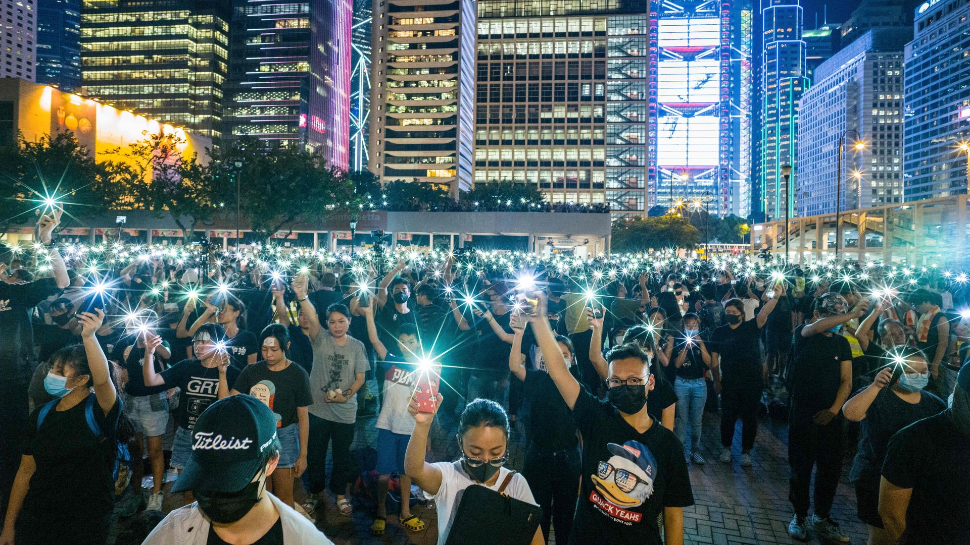 Children protesting in Hong Kong