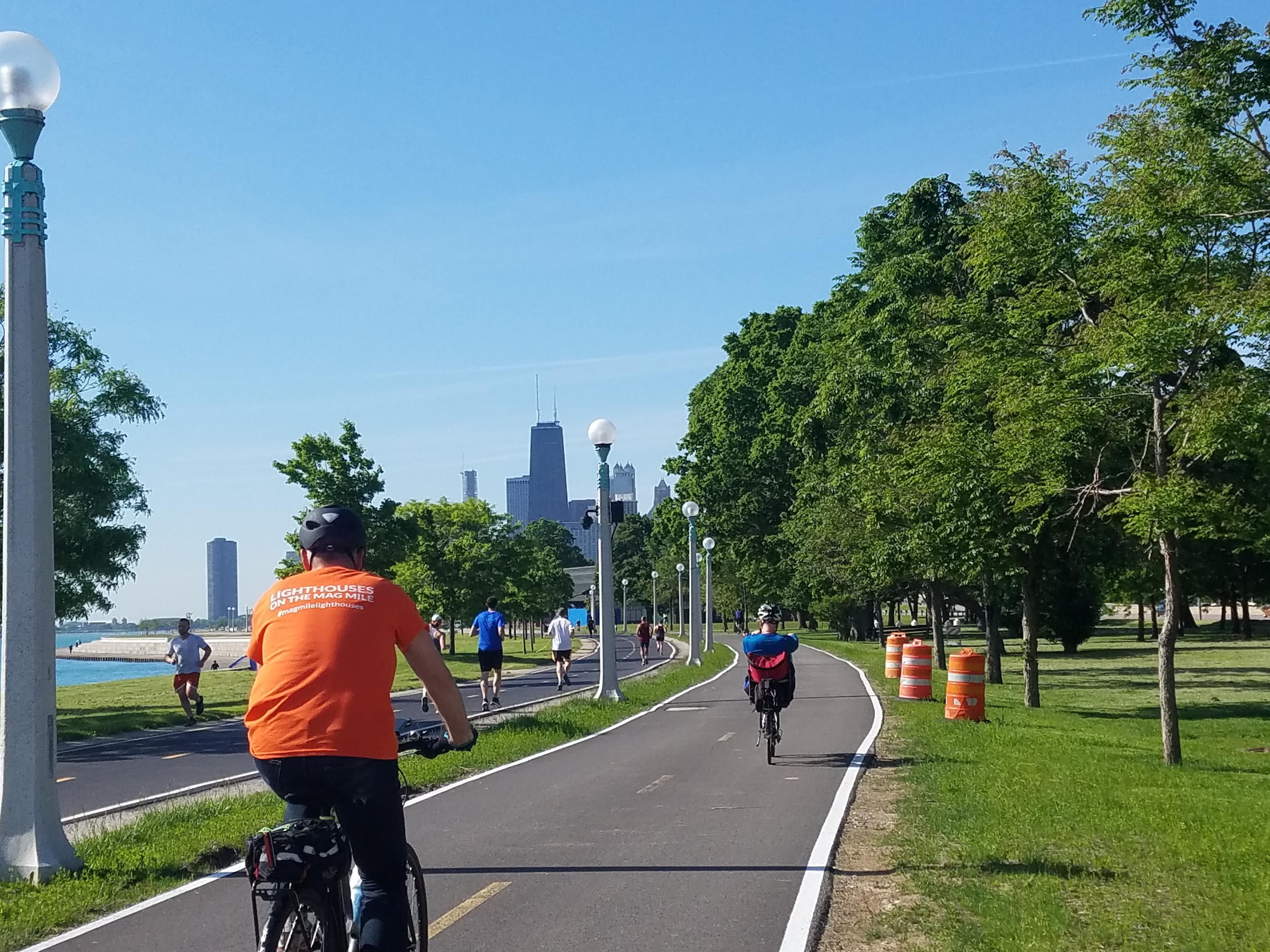 Photo of bikers on a bike path. 