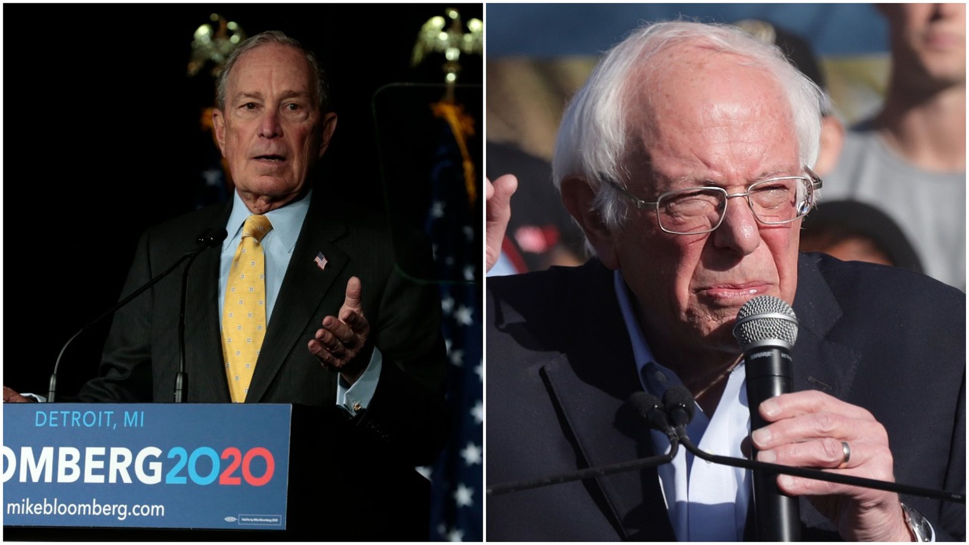 Bloomberg and Sanders in a split-screen.