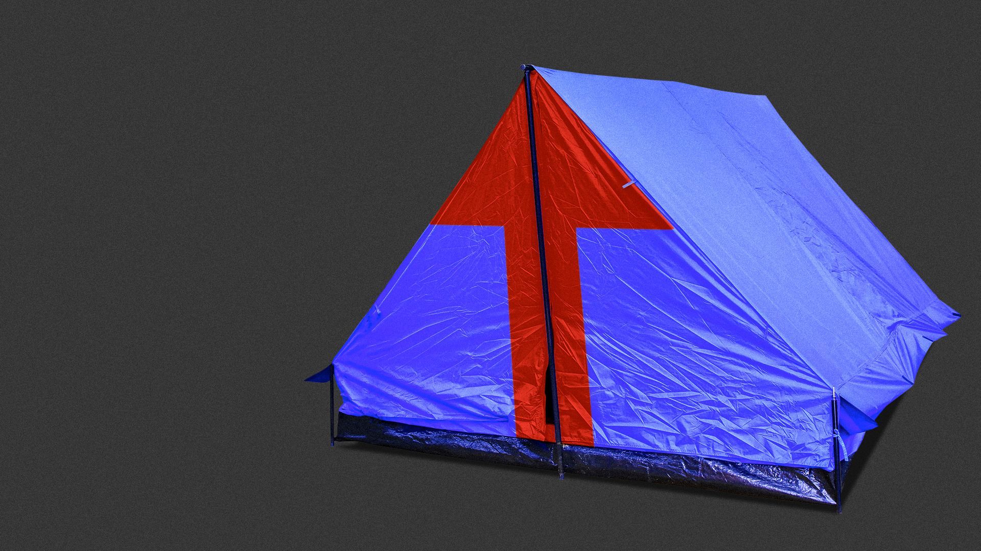 Illustration of an arrow pointing up on a tent.