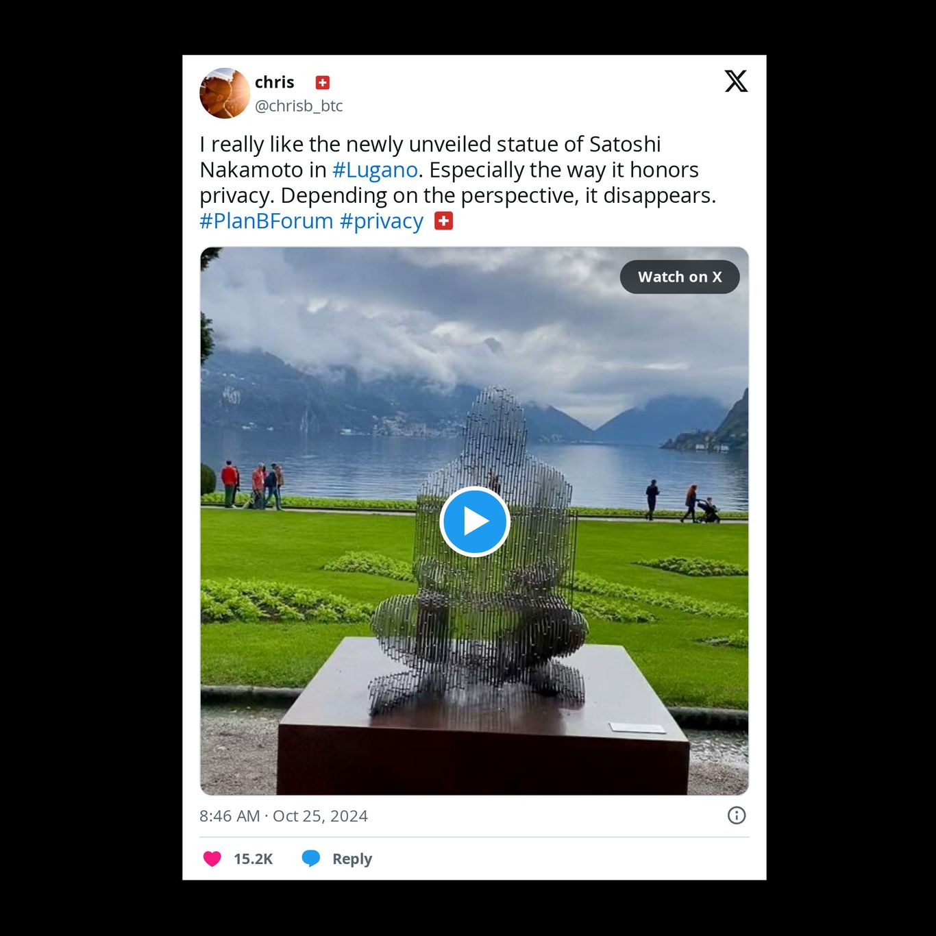 Culture hash: Switzerland's new Satoshi statue