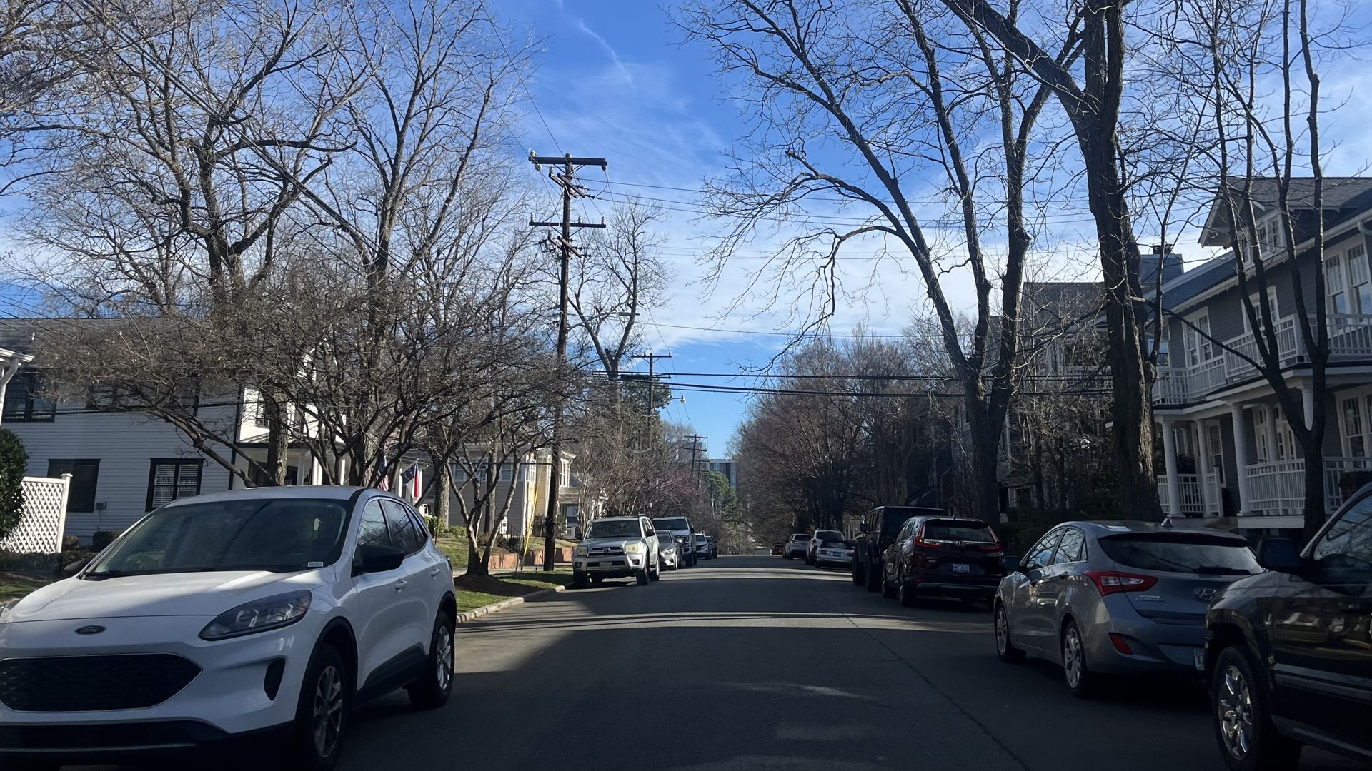 Cars parked on the street