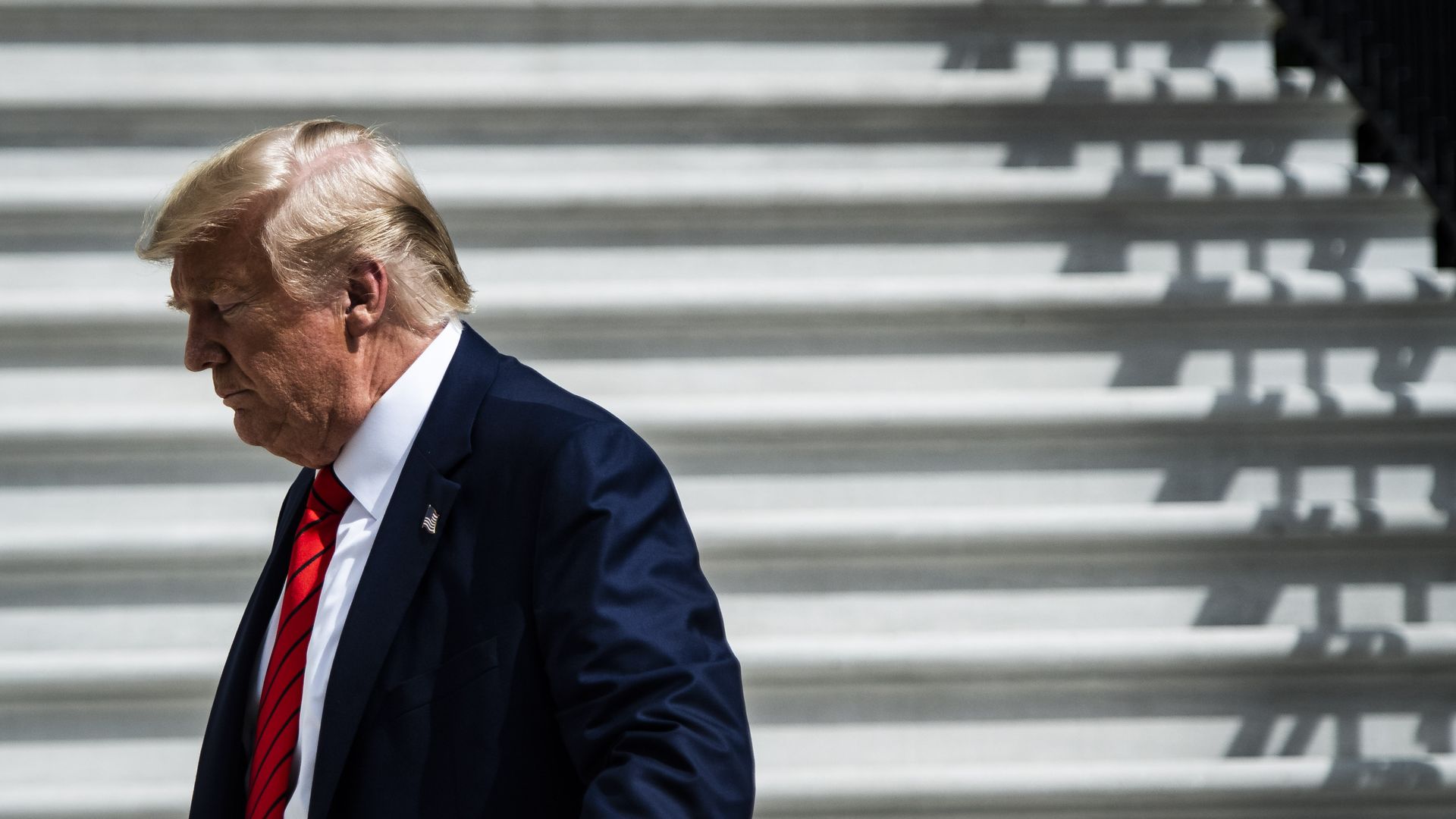 Donald Trump looking down.