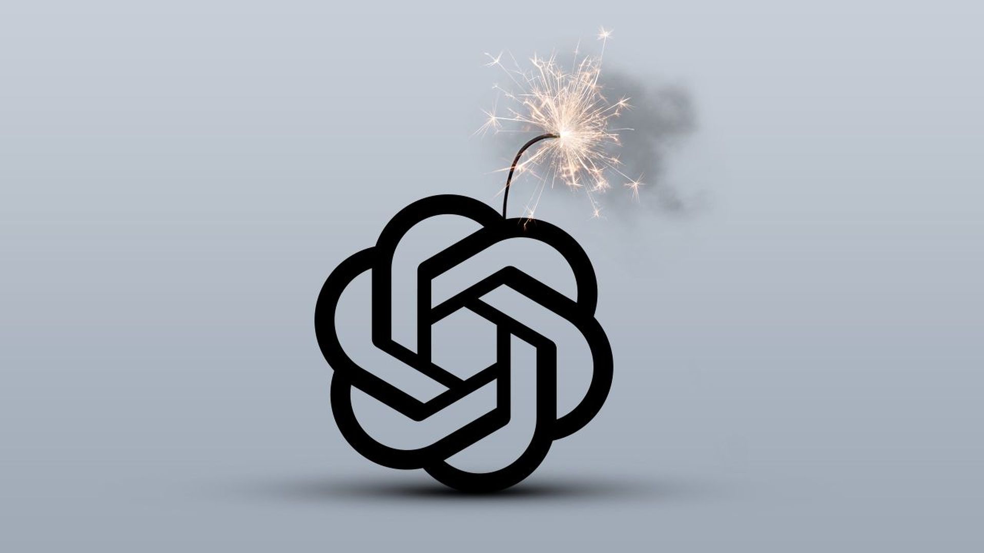 Illustration of the openAI logo as a bomb with a fuse