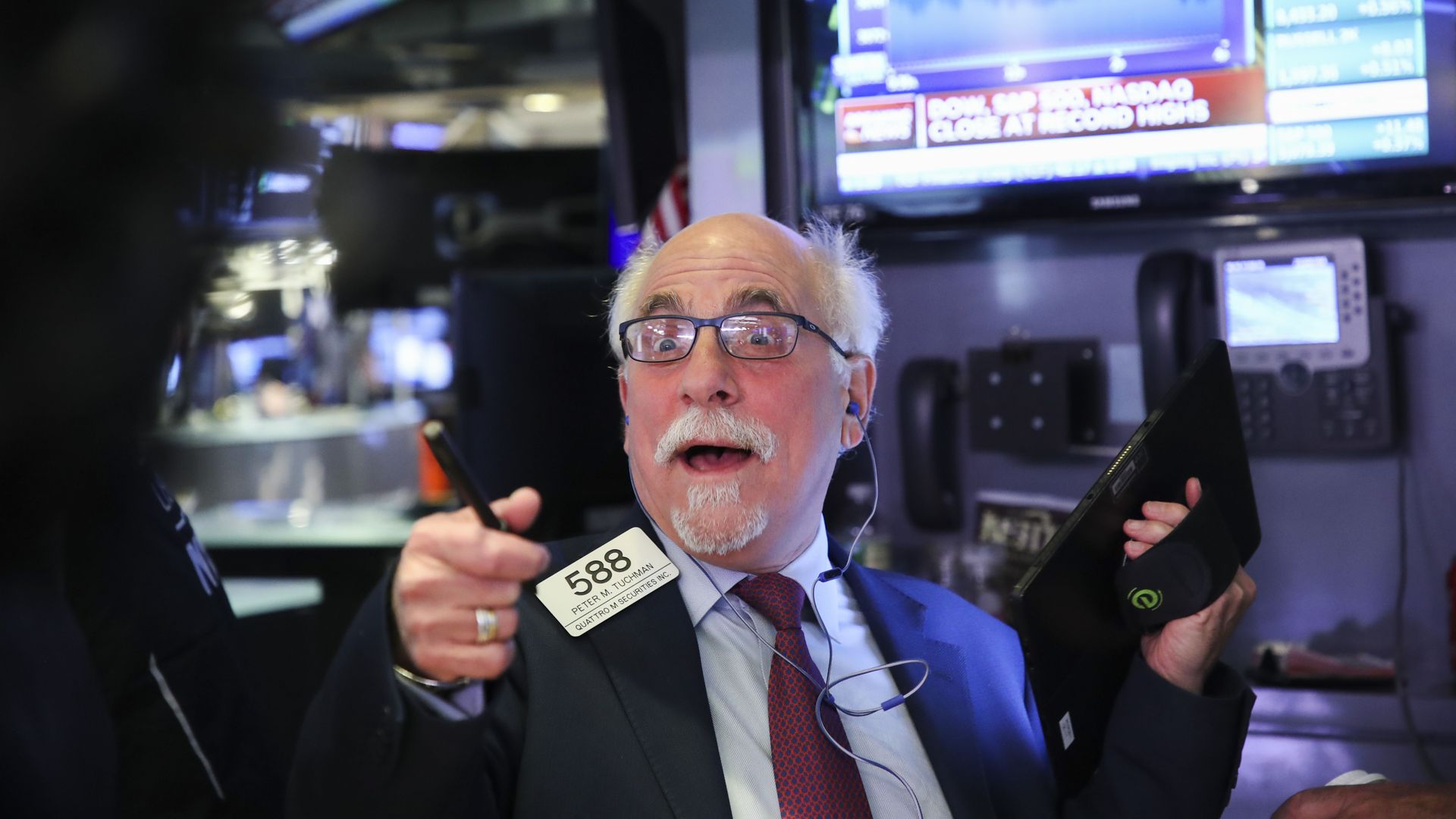 A trader works at the New York Stock Exchange.