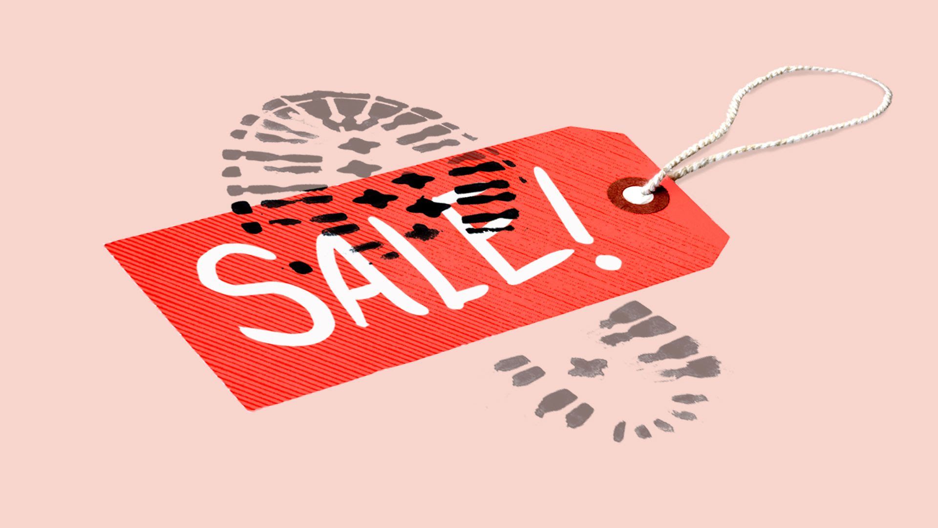 Axios illustration of footprint over 'Sale' tag
