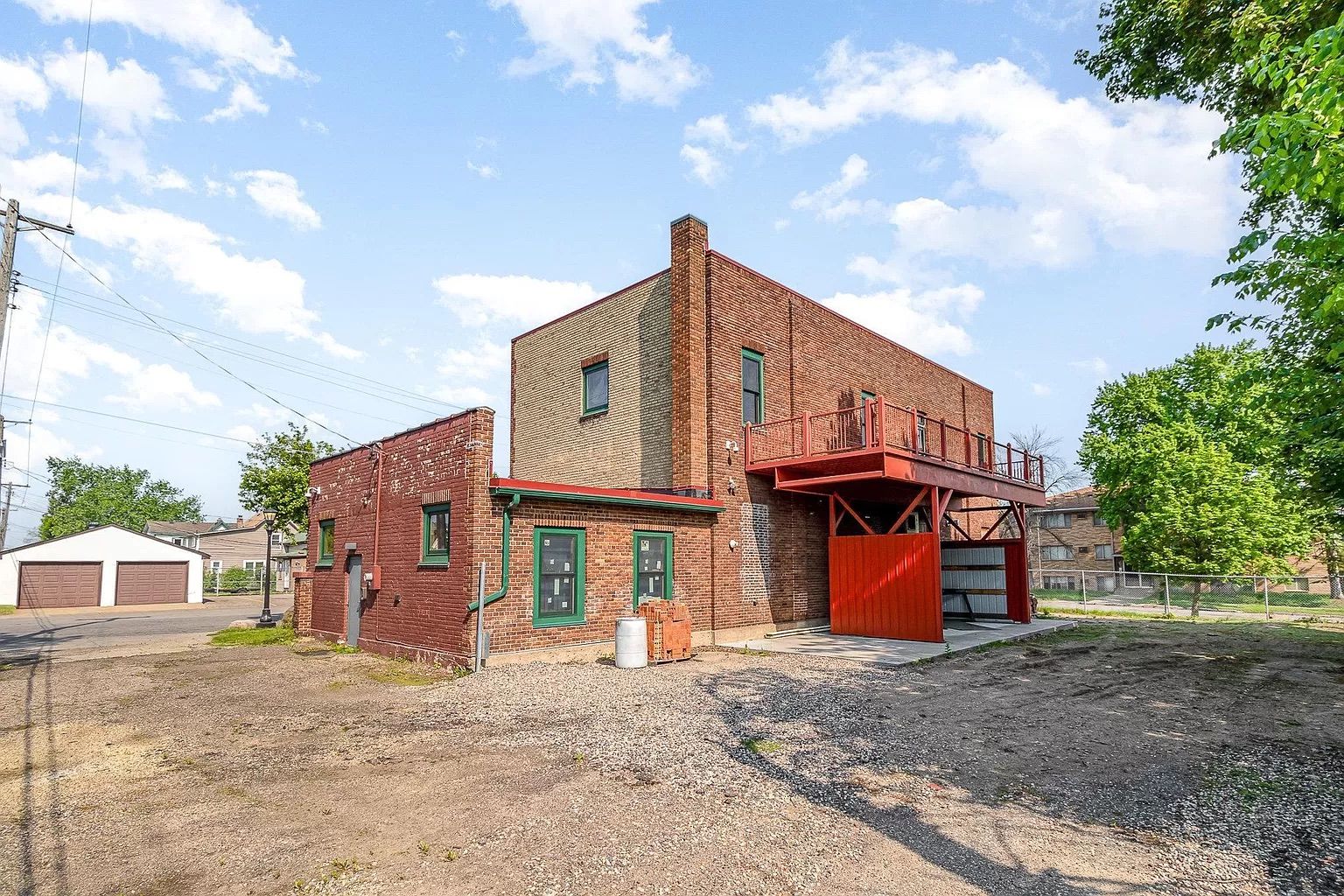The exterior of a firehouse.